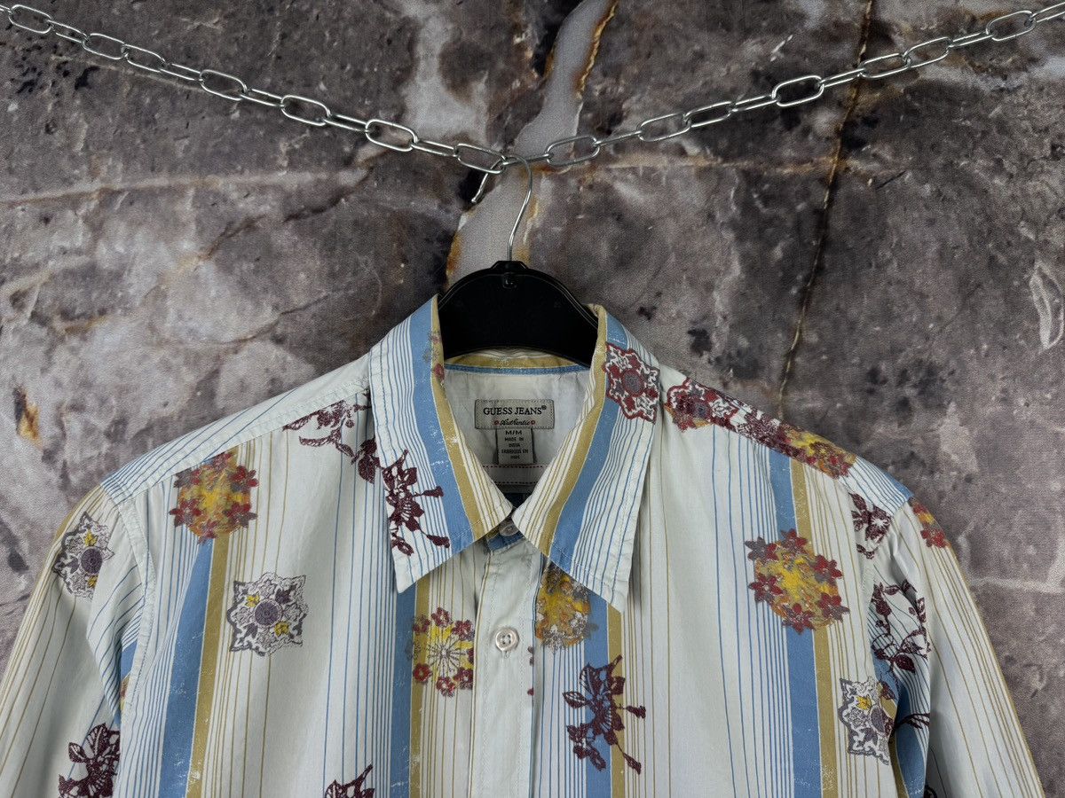 Guess Guess Jeans Men’s Button Up Shirt Striped Floral Long Sleeve Size US M / EU 48-50 / 2 - 2 Thumbnail