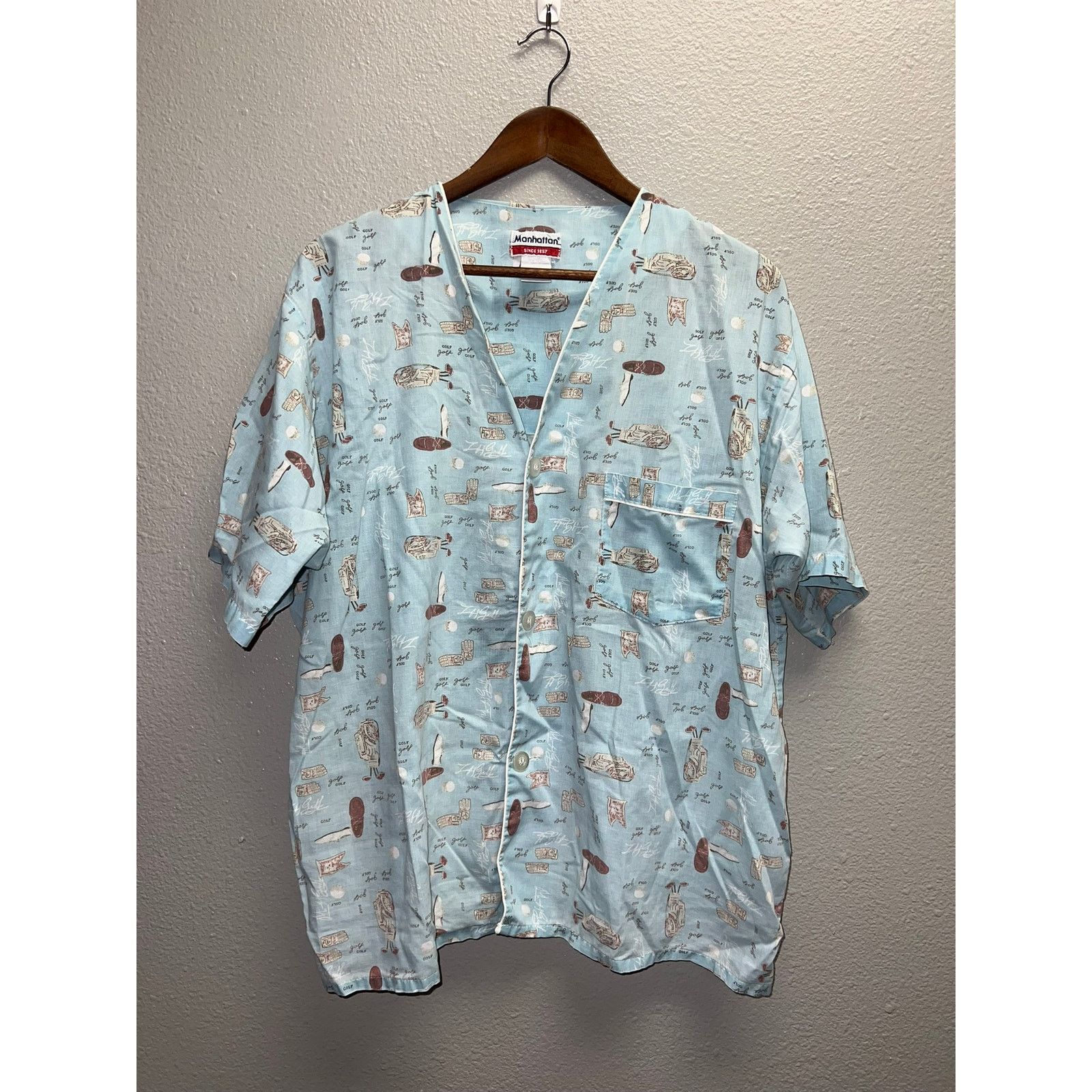 Manhattan Portage Vintage Manhattan Button Up Sleep Shirt Golf Golfing Sleeper Size US L / EU 52-54 / 3 - 1 Thumbnail
