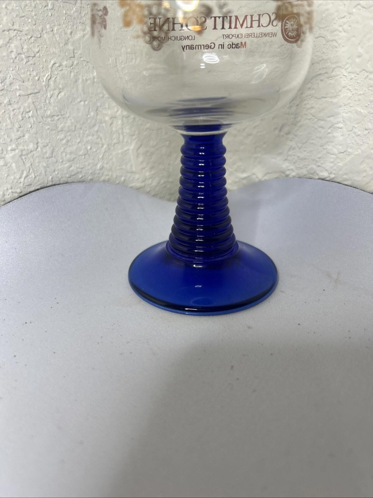 Designer Schmitt Söhne Wine Glass Germany Cobalt Blue Stem Rare Size ONE SIZE - 4 Thumbnail