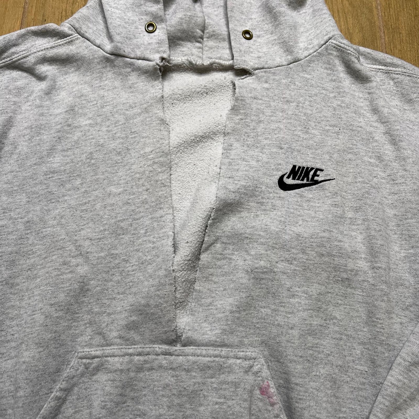 Nike Vintage 90s Nike Swoosh Hoodie Grey Size XL Distress Rip Size US XL / EU 56 / 4 - 13 Thumbnail