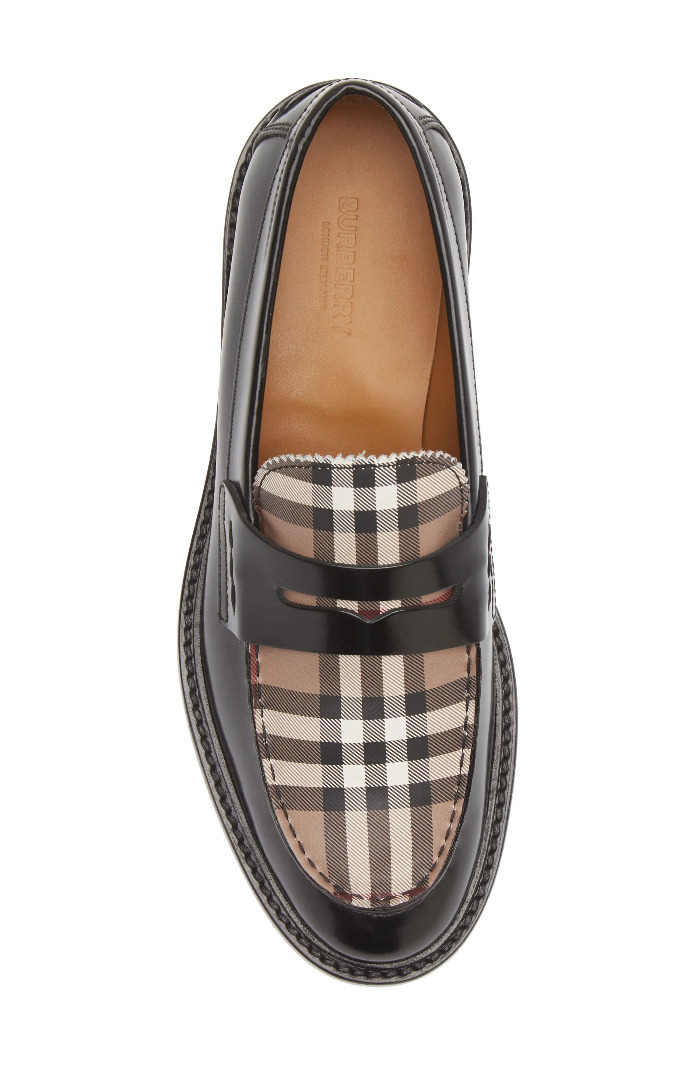 Burberry o1w1db10824 Croftwood Check Leather Penny Loafer in Black Size US 7 / EU 40 - 5 Thumbnail
