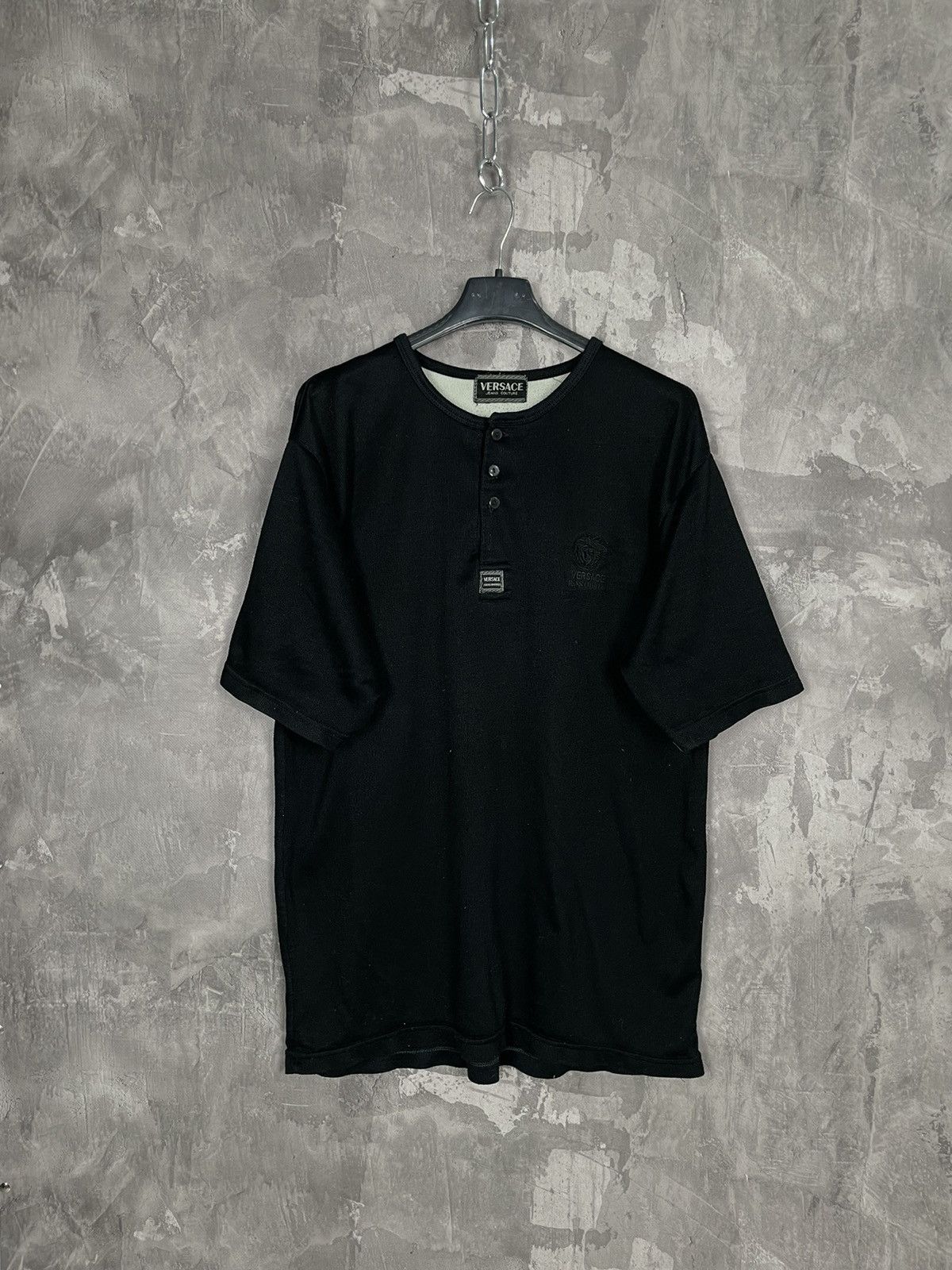 Versace × Versace Jeans Couture × Vintage 00's Y2K Versace Jeans Couture Black Retro Polo Shirt Size US L / EU 52-54 / 3 - 1 Thumbnail