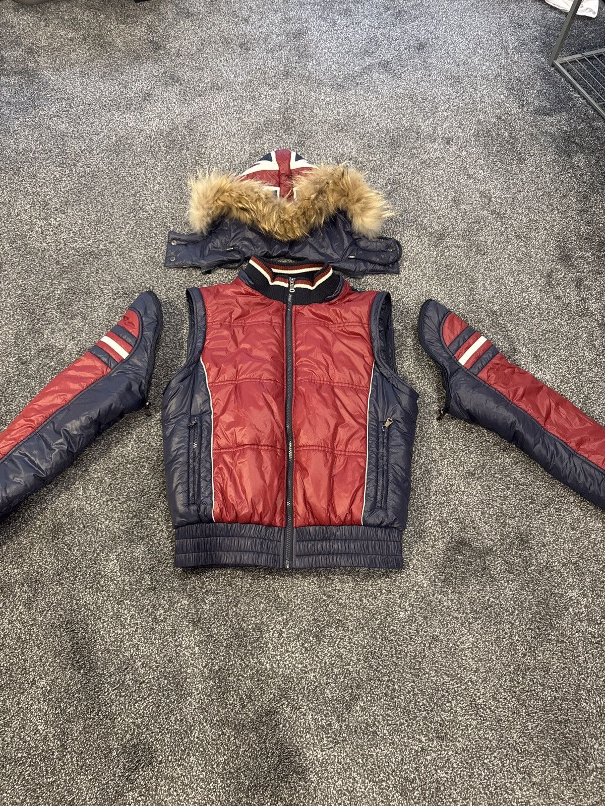 Dolce & Gabbana Union Jack Fur Puffer Jacket / Vest Heavy Coats