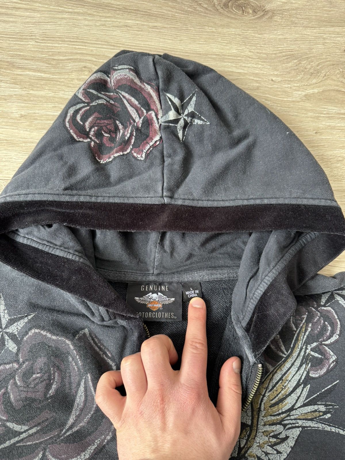 Harley Davidson Vintage Y2K Harley Davidson Tattoo Print Faded Hoodie Size L / US 10 / IT 46 - 8 Thumbnail