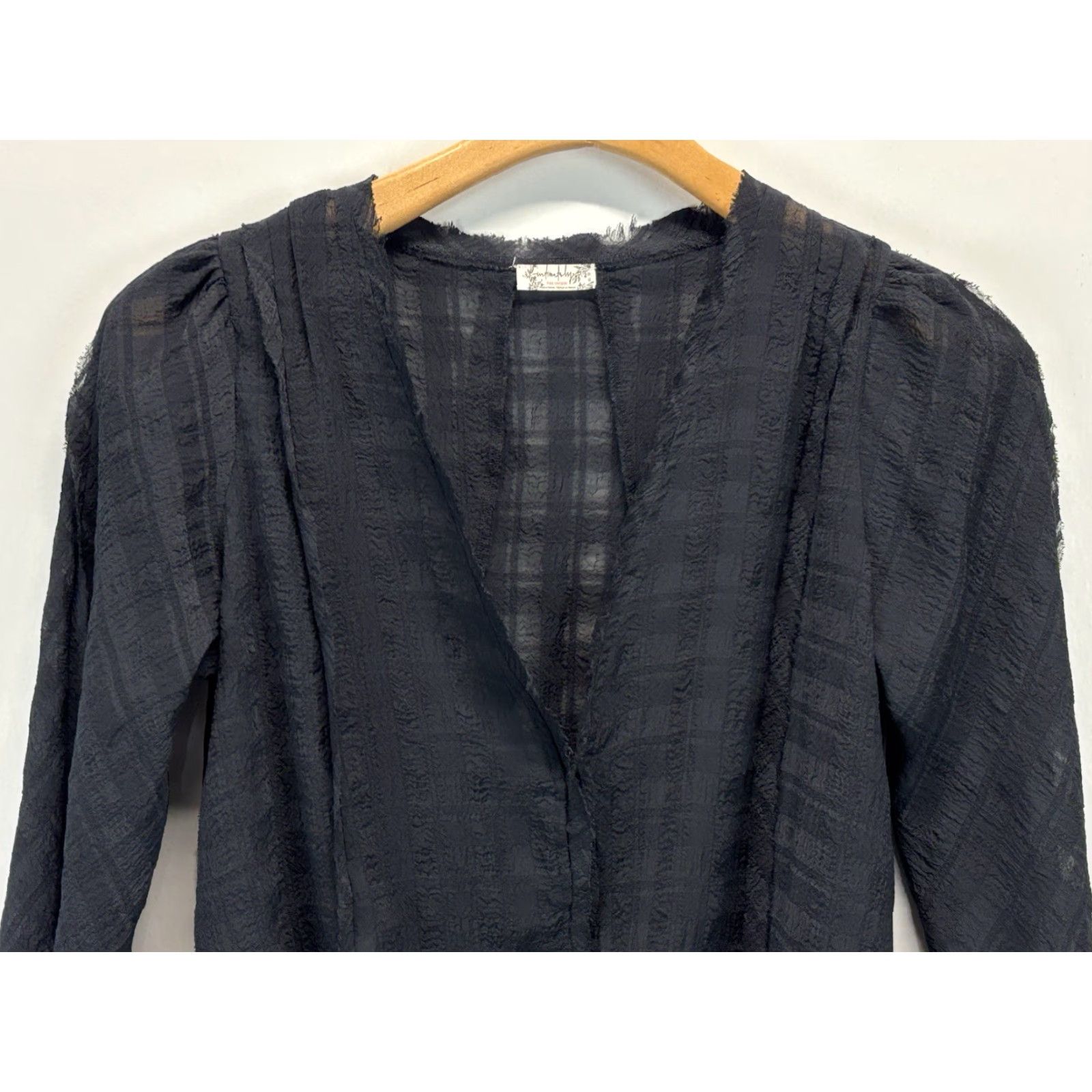 Free People Free People Everything's Rosy Bodysuit Top Black Sz XS Semi Sheer Gothic Bell Sleeve Blouse Size XS / US 0-2 / IT 36-38 - 2 Thumbnail