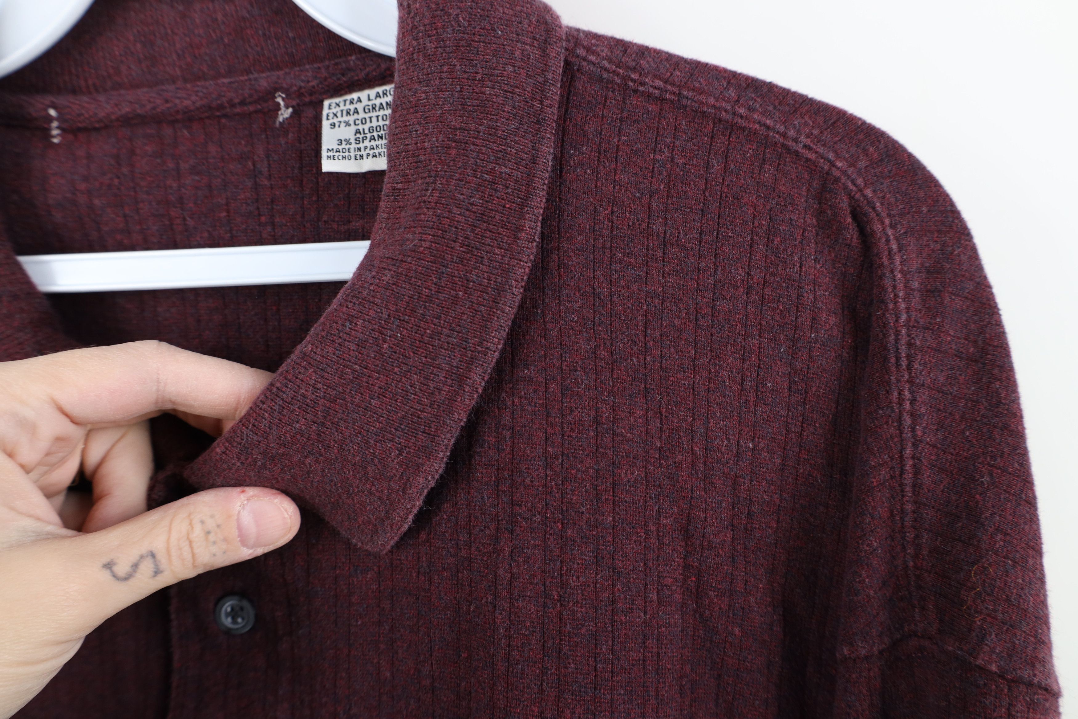 Vintage Vintage 90s Streetwear Ribbed Long Sleeve Polo Shirt Red Size US XL / EU 56 / 4 - 5 Thumbnail