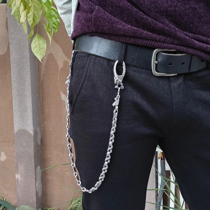 Jewelry Dragon Head Punk Pants Chain Silver Size ONE SIZE - 5 Thumbnail