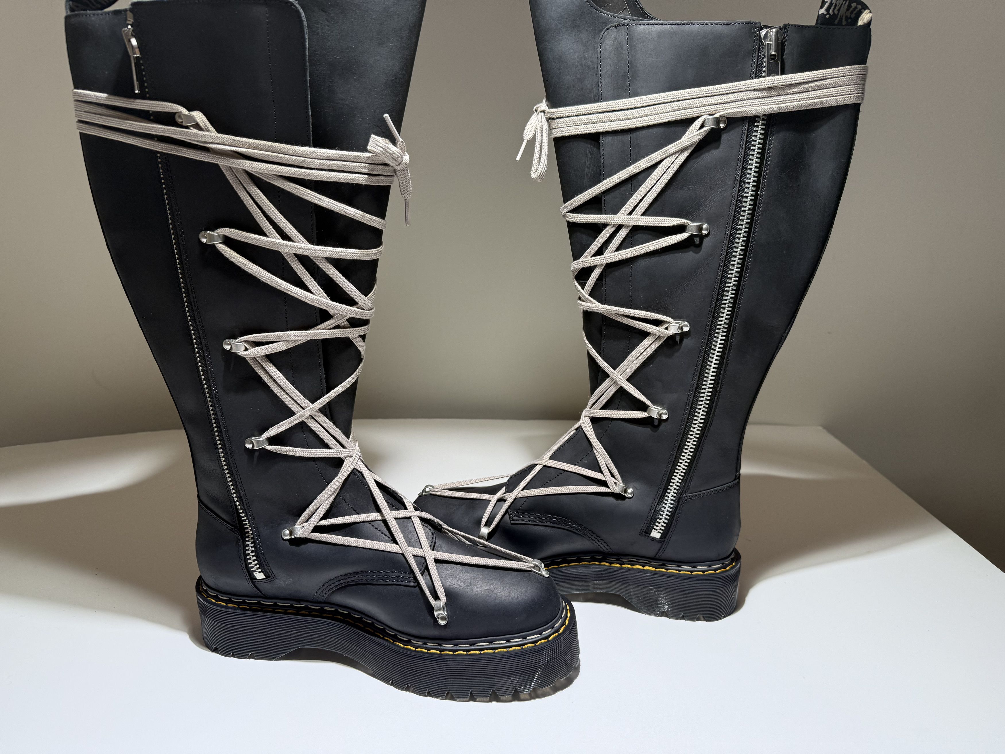 Dr. Martens × Rick Owens Pentalace Leather Platform Boots Size US 14 / EU 47 - 8 Thumbnail