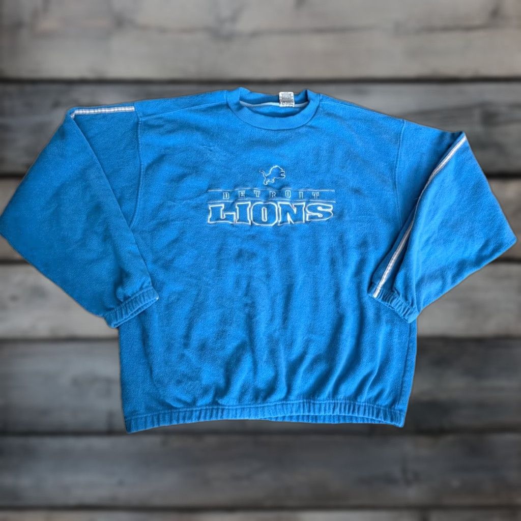 Spell VINTAGE Detroit Lions Sweatshirt NFL Logo 90s Fleece Blue XL Crew Neck Pullover Men Size US XL / EU 56 / 4 - 1 Thumbnail