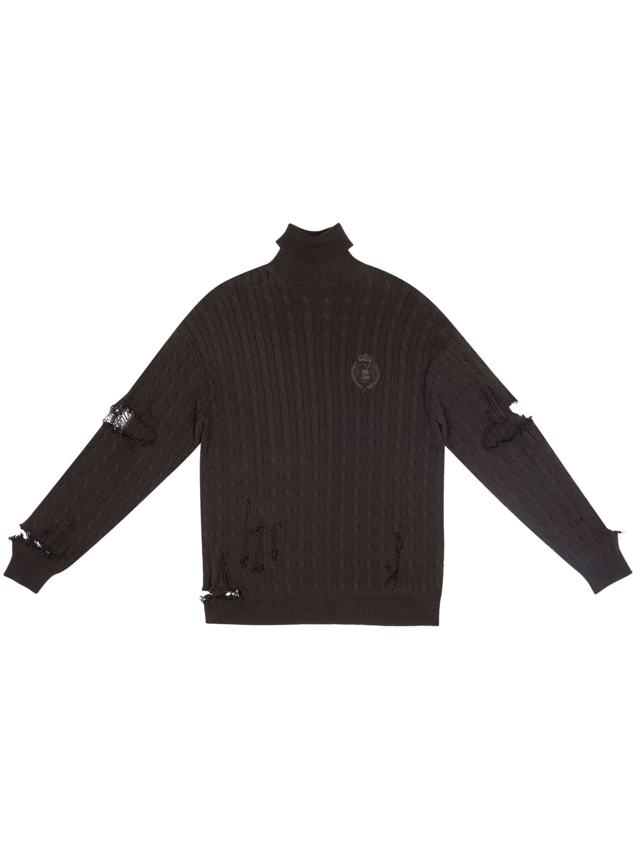 image of Balenciaga O1Mt1Gz0524 Creased Turtleneck Jumper In Brown, Women's (Size Medium)