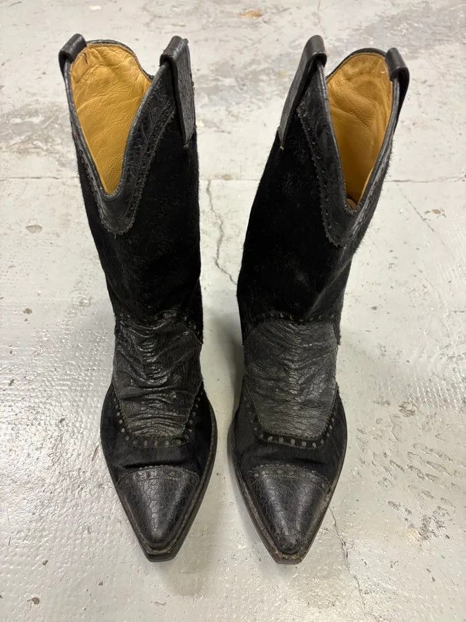 John Galliano John Galliano Black Pony Hair Leather Studded Cowboy Boots Size US 8 / EU 41 - 2 Thumbnail