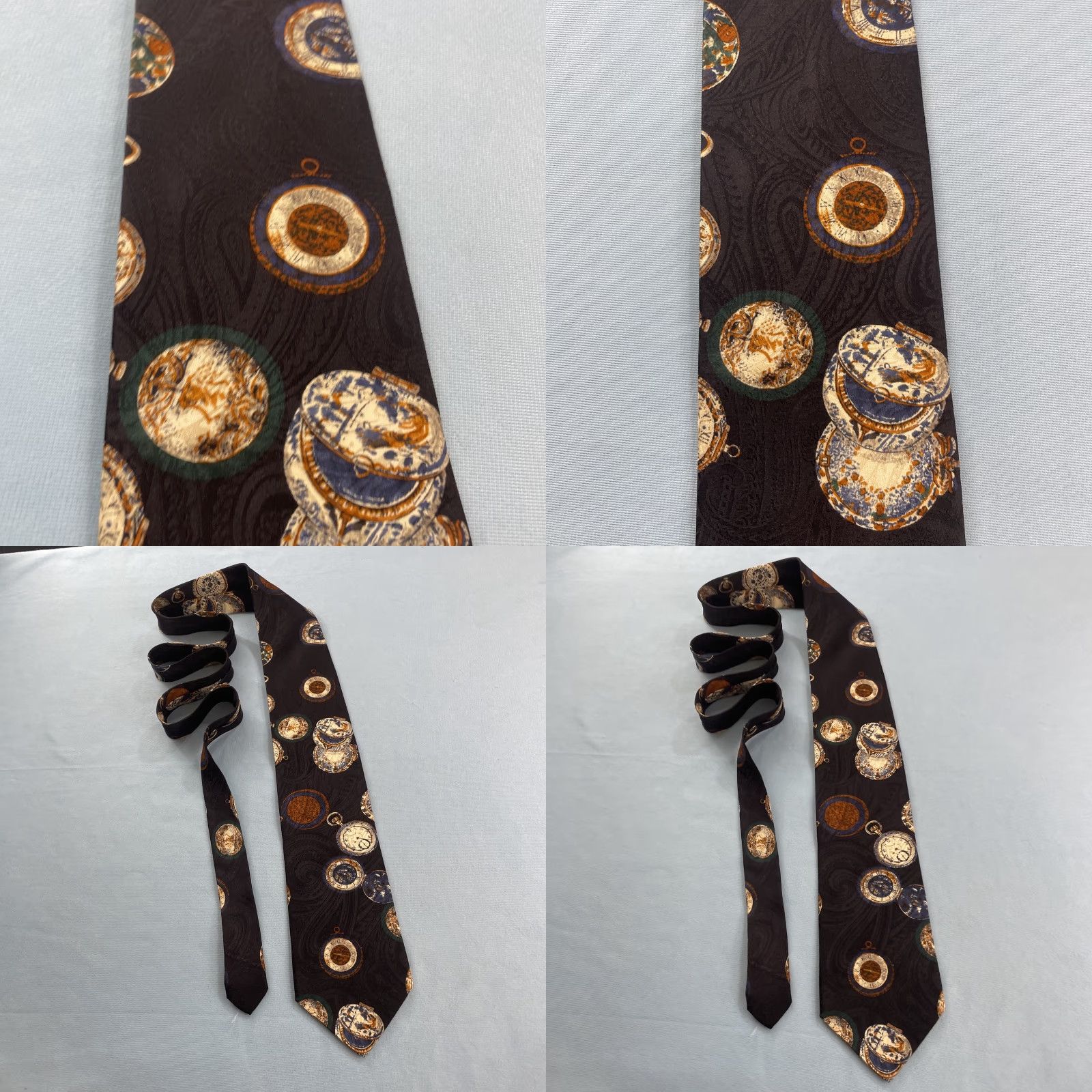Vintage Leonardo da Vinci Silk Tie Watch Sailing Compass Necktie vtg 90s 4x58 Cap­sule Wide Necktie Size ONE SIZE - 10 Thumbnail