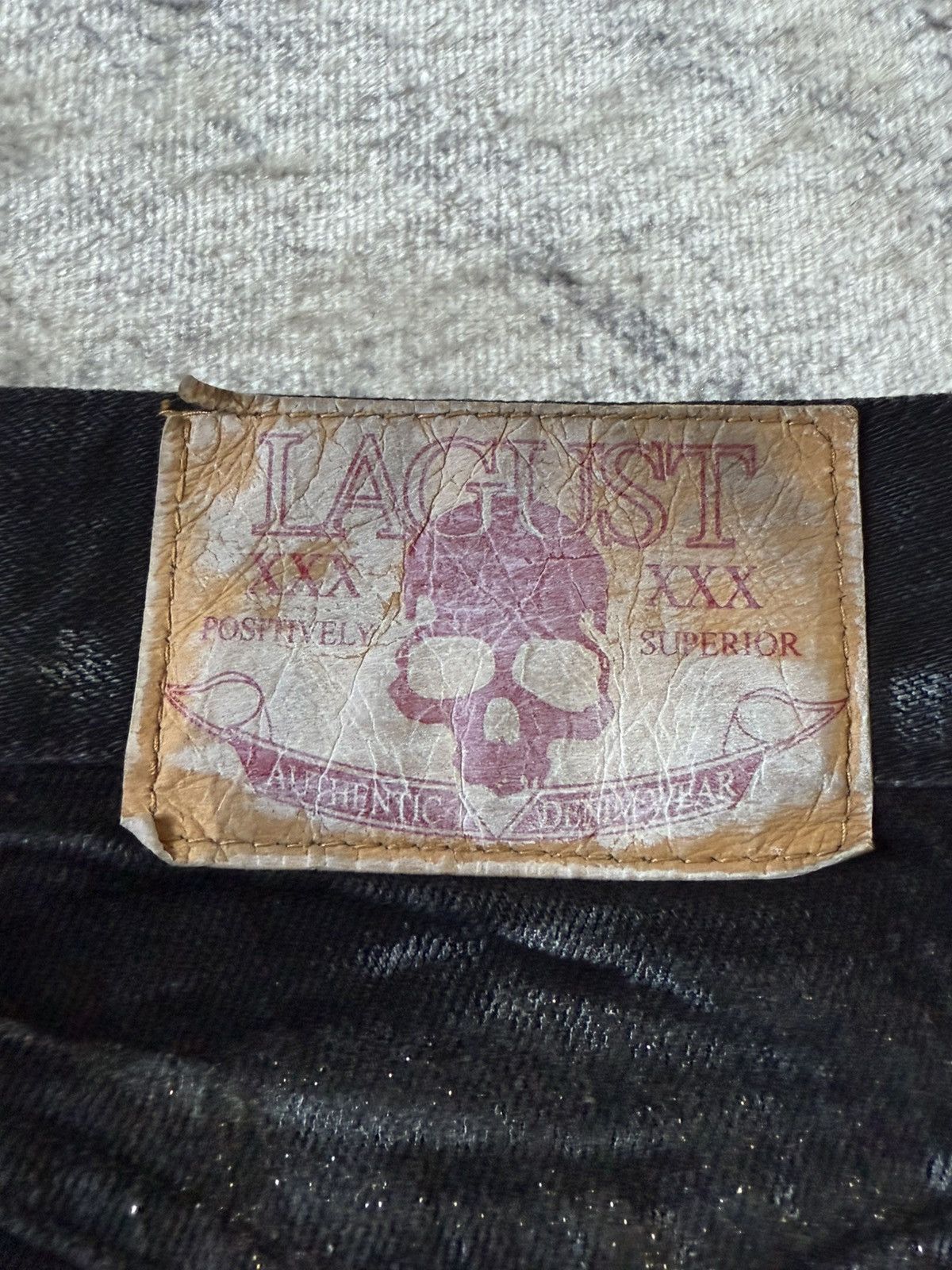 If Six Was Nine Lagust Japan Black Goth Cross Glitter Wax Coated Jeans Size US 28 / EU 44 - 19 Thumbnail