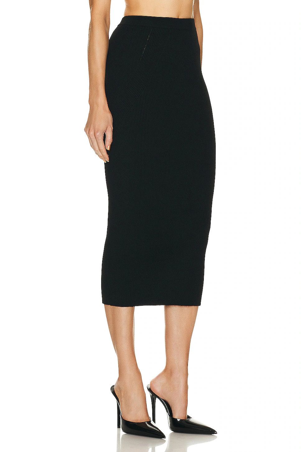 Alexander McQueen o1s22i1n1024 Ribbed-Knit Pencil Skirt in Black Size 28" / US 6 / IT 42 - 2 Thumbnail