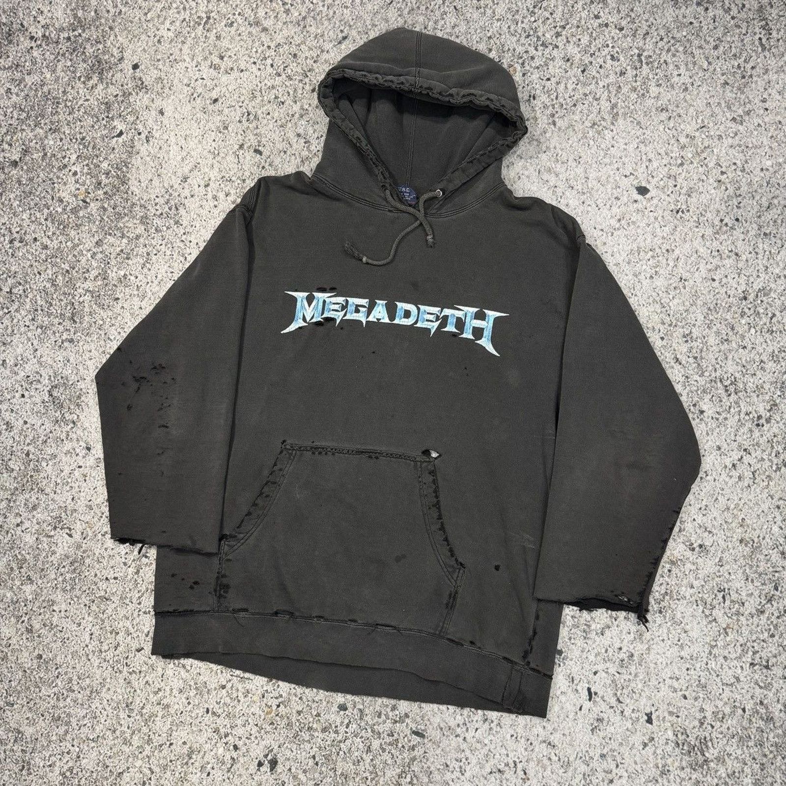 Vintage Megadeth Faded Thrashed Distressed Metal Hoodie ERD Grunge Size US L / EU 52-54 / 3 - 3 Thumbnail