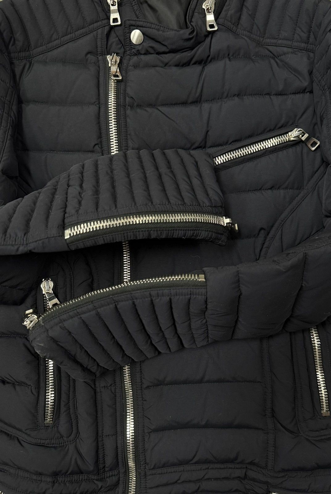 Balmain Balmain Moto-Zip Black Puffer Jacket Size US XS / EU 42 / 0 - 2 Thumbnail