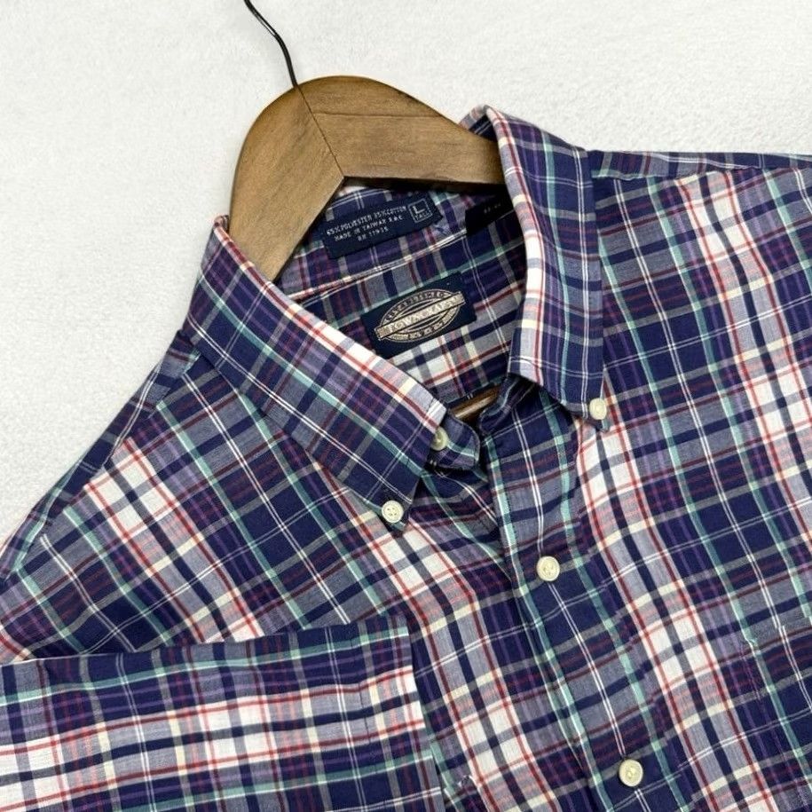 Towncraft VINTAGE Towncraft Shirt Mens Large Tall Blue Plaid Check Lightweight Oxford 80s Size US L / EU 52-54 / 3 - 7 Thumbnail