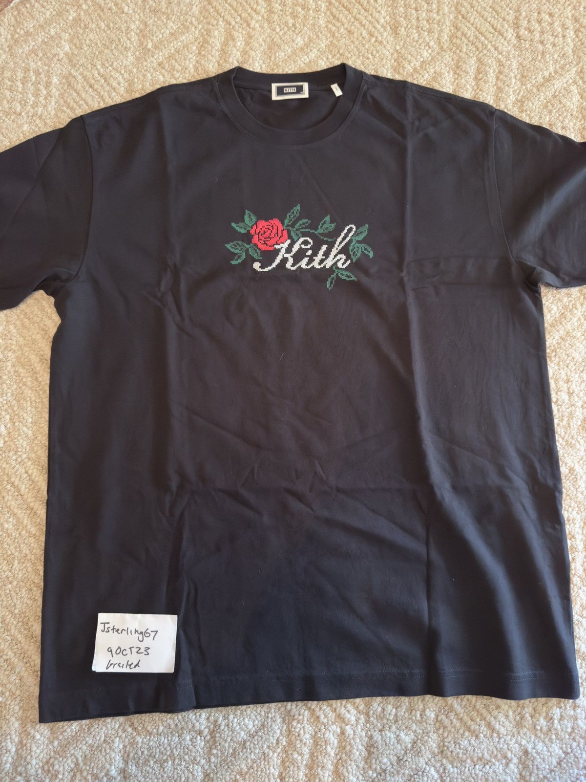 Kith Kith Script Needlepoint tee Grailed