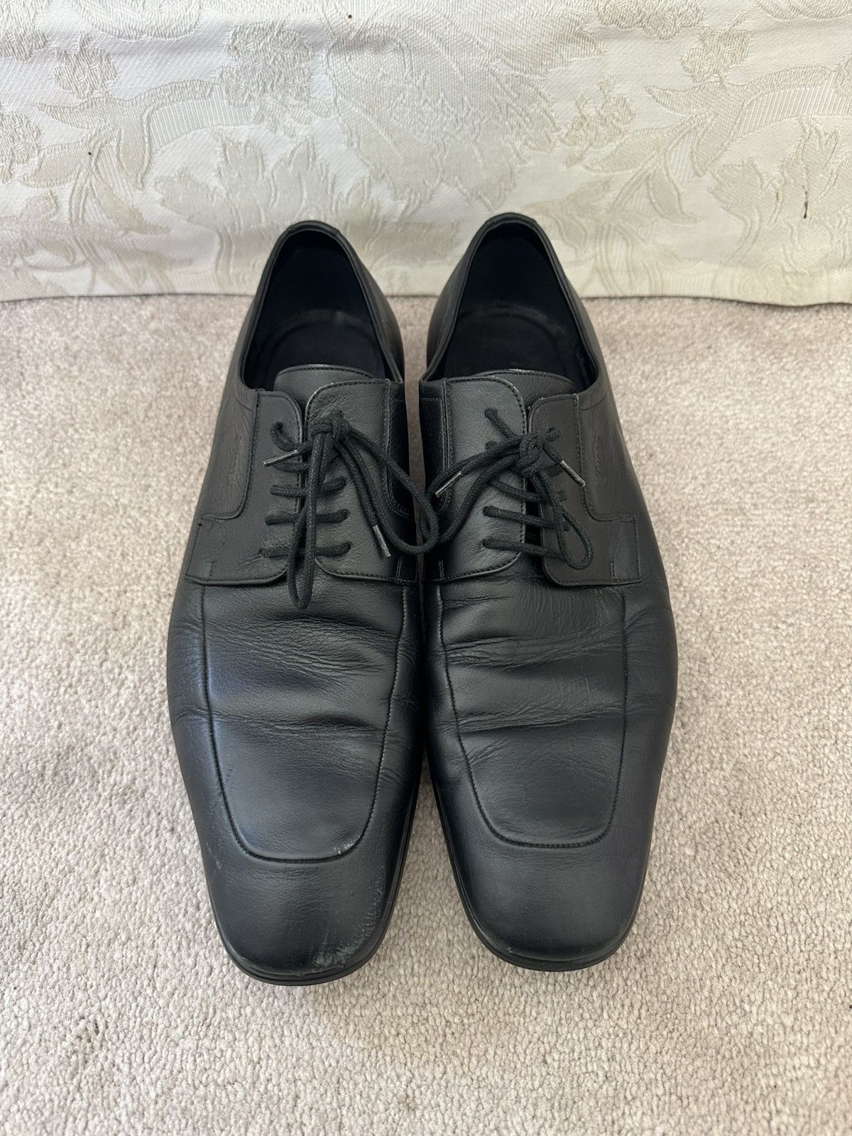 Gucci Gucci Black Leather Square Toe Lace Up Shoes Made in Italy Size US 10 / EU 43 - 2 Thumbnail