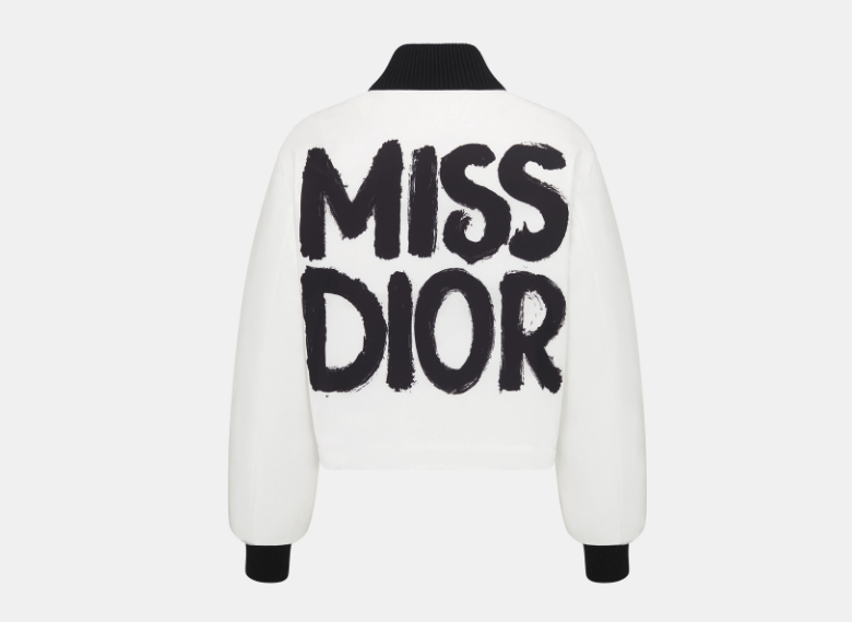 Dior o1w1db11225 457C66 Cropped Bomber Jacket in White/Black Size XS / US 0-2 / IT 36-38 - 2 Thumbnail