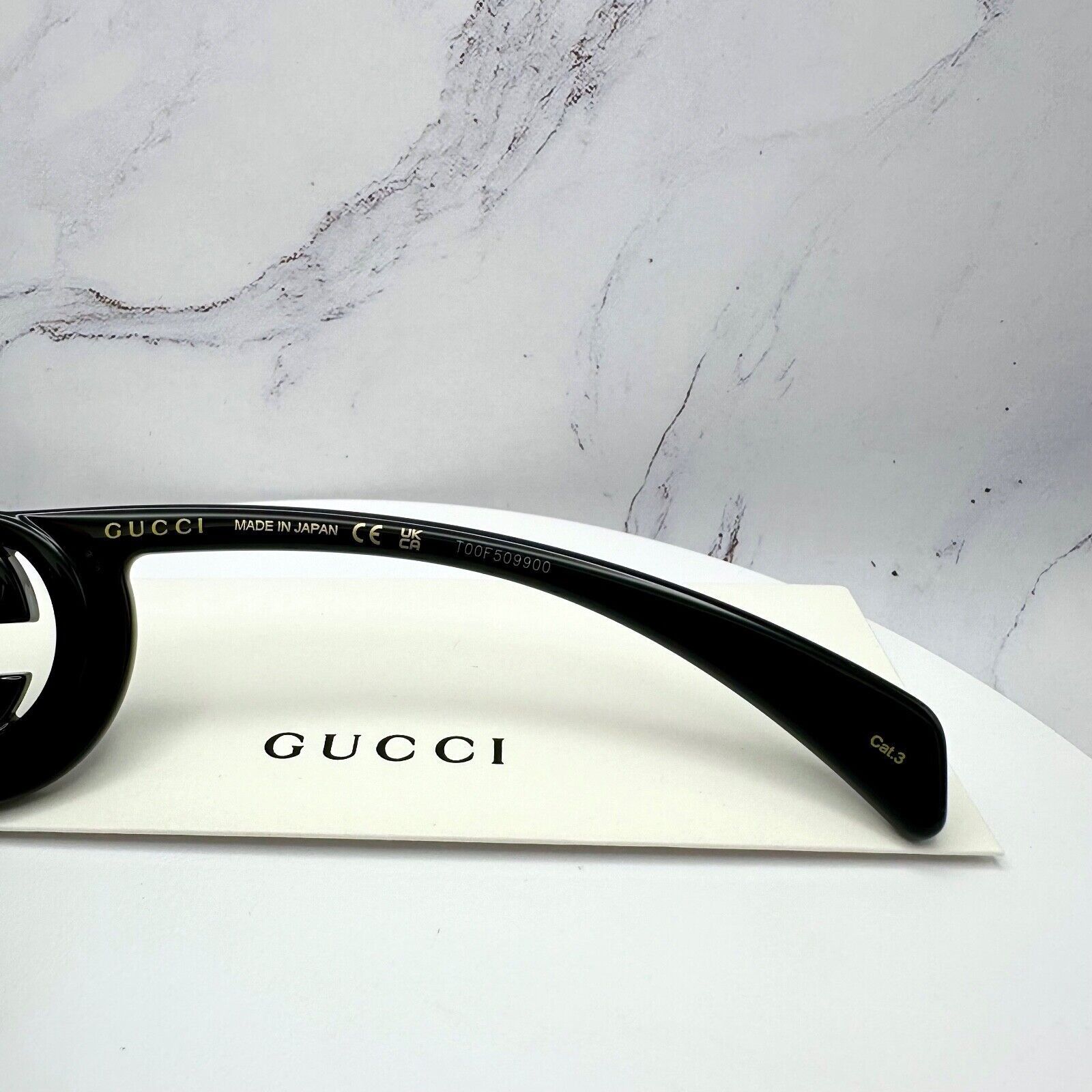 Gucci Gucci Black Sunglasses Square Interlocking GG Logo New Size ONE SIZE - 6 Thumbnail