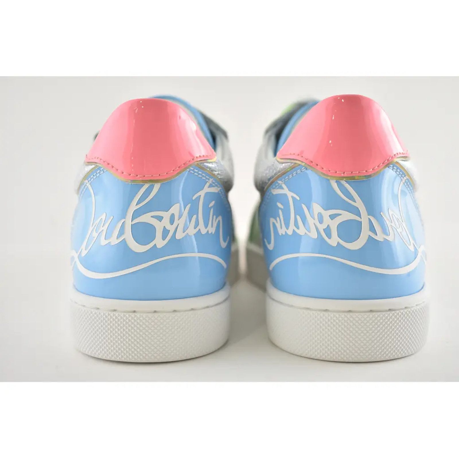 Christian Louboutin Fun Vieira Flat Patent Pink Silver Blue Low Top Sneaker 36.5 Size US 6.5 / IT 36.5 - 11 Thumbnail