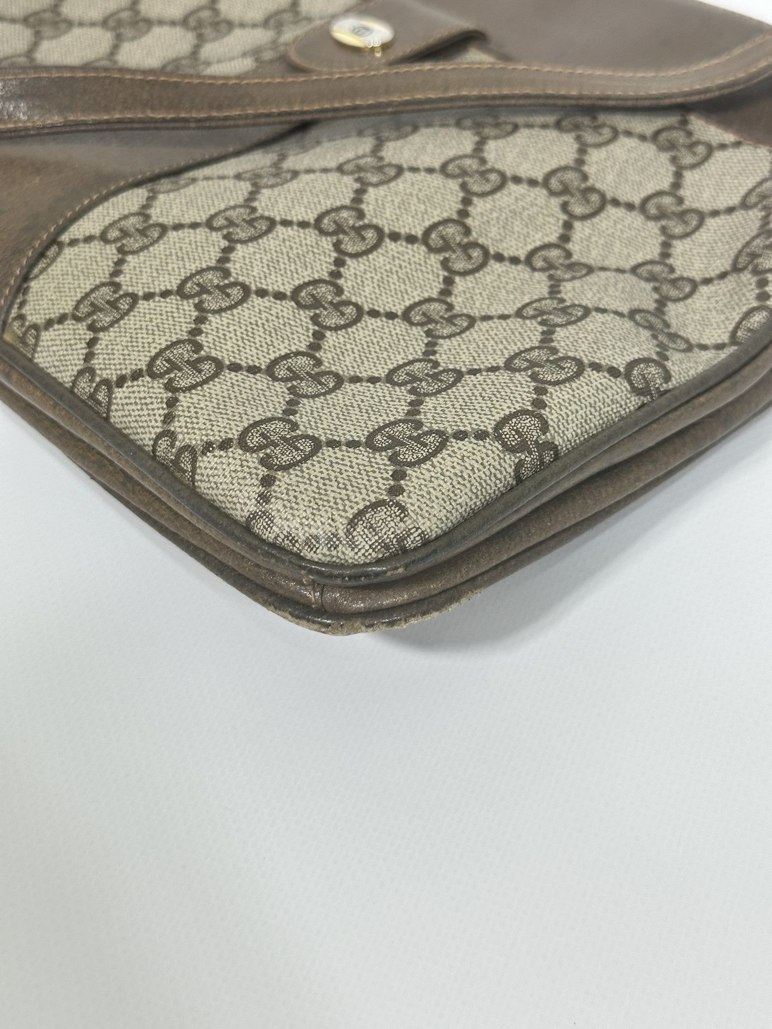 Gucci Gucci Vintage Handbag GG Monogram Beige Brown Leather Size ONE SIZE - 7 Thumbnail