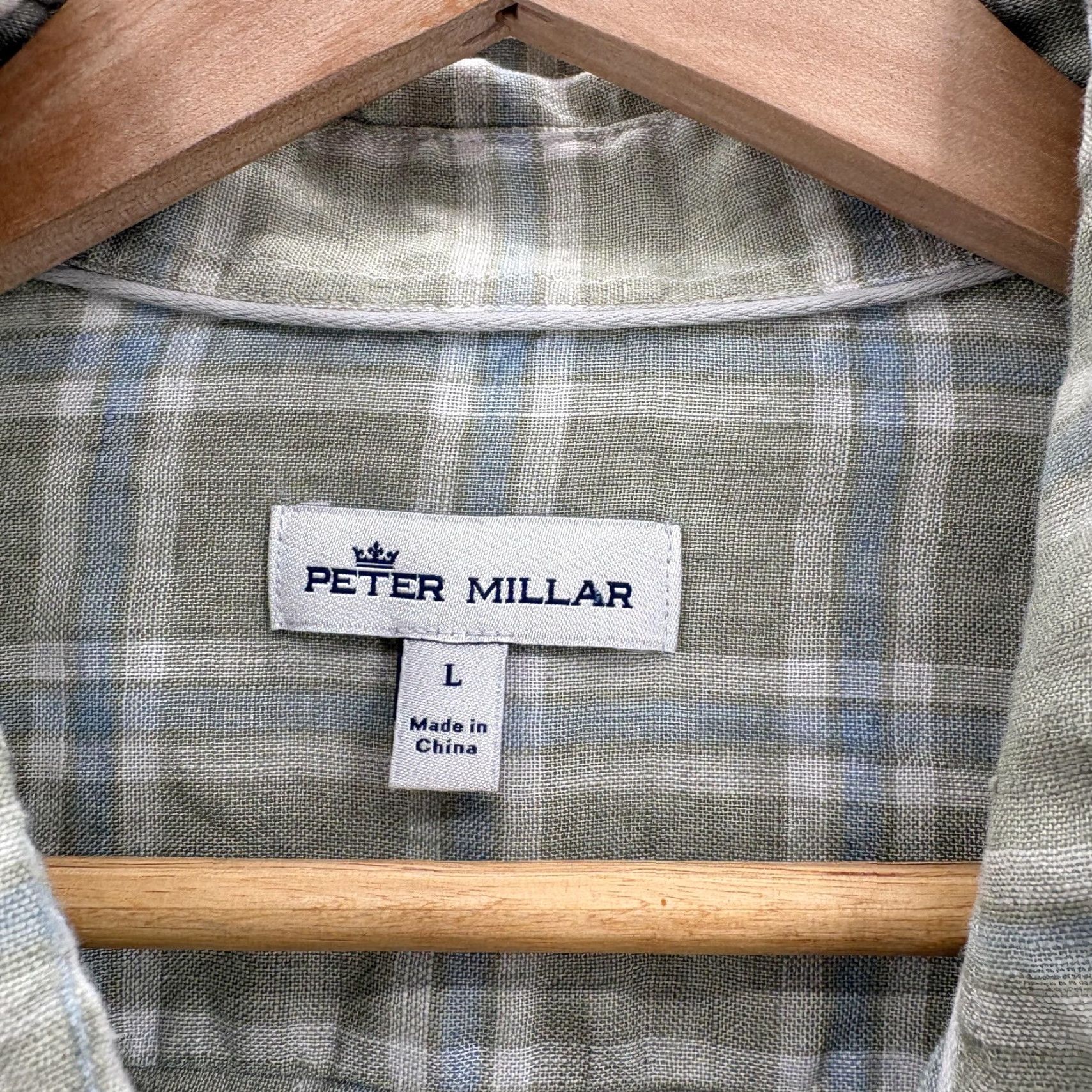 Peter Millar VINTAGE Peter Millar Shirt Mens Large Green Blue Plaid 100% Linen Button Front Preppy Size US L / EU 52-54 / 3 - 3 Thumbnail