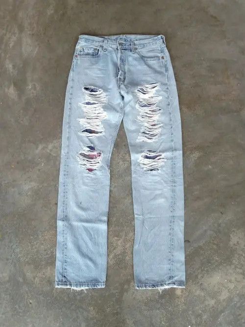 Levi's × Vintage 90s Vintage Levis 501 Made In USA Distressed Jeans 28x31 Size US 28 / EU 44 - 1 Thumbnail