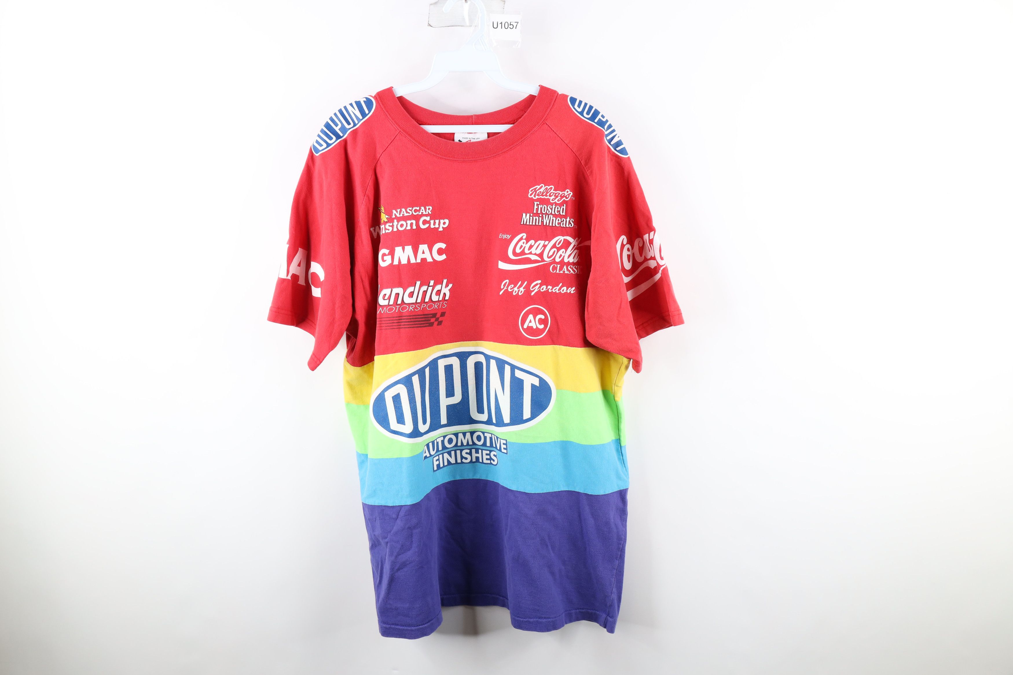 Image of Vintage 90's Nascar Rainbow Jeff Gordon Racing T-Shirt Usa, Men's (Size XL)