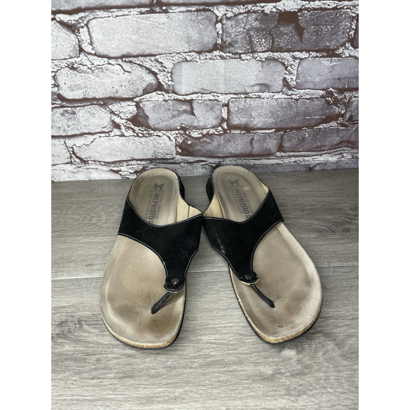 Mephisto Mephisto Agacio Black Leather Thong Slip On Sandals Women’s Size US 10.5 / IT 40.5 - 5 Thumbnail