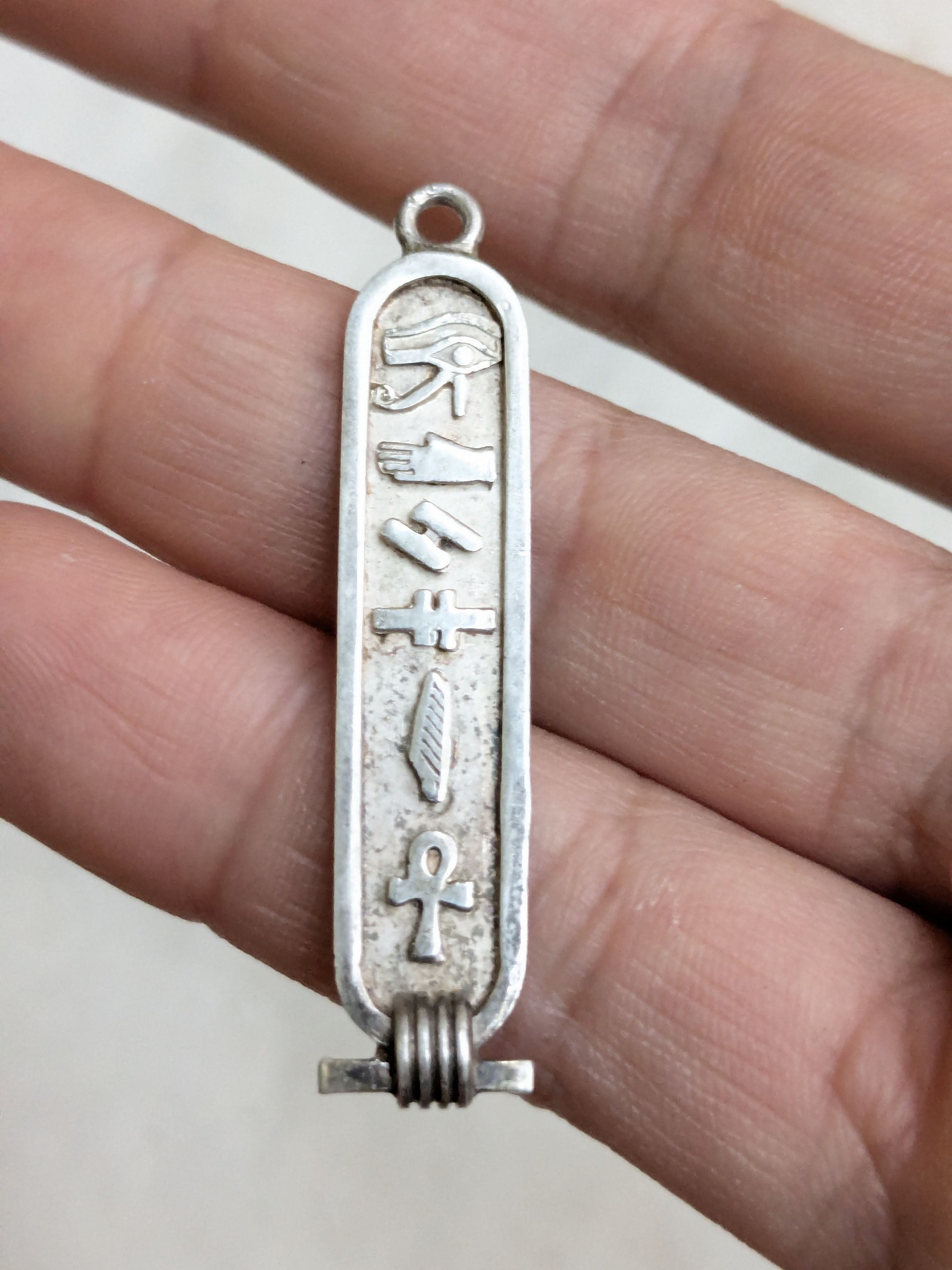 Jewelry Vintage Sterling Silver Cartouche Hieroglyphics Egyptia Size ONE SIZE - 8 Thumbnail