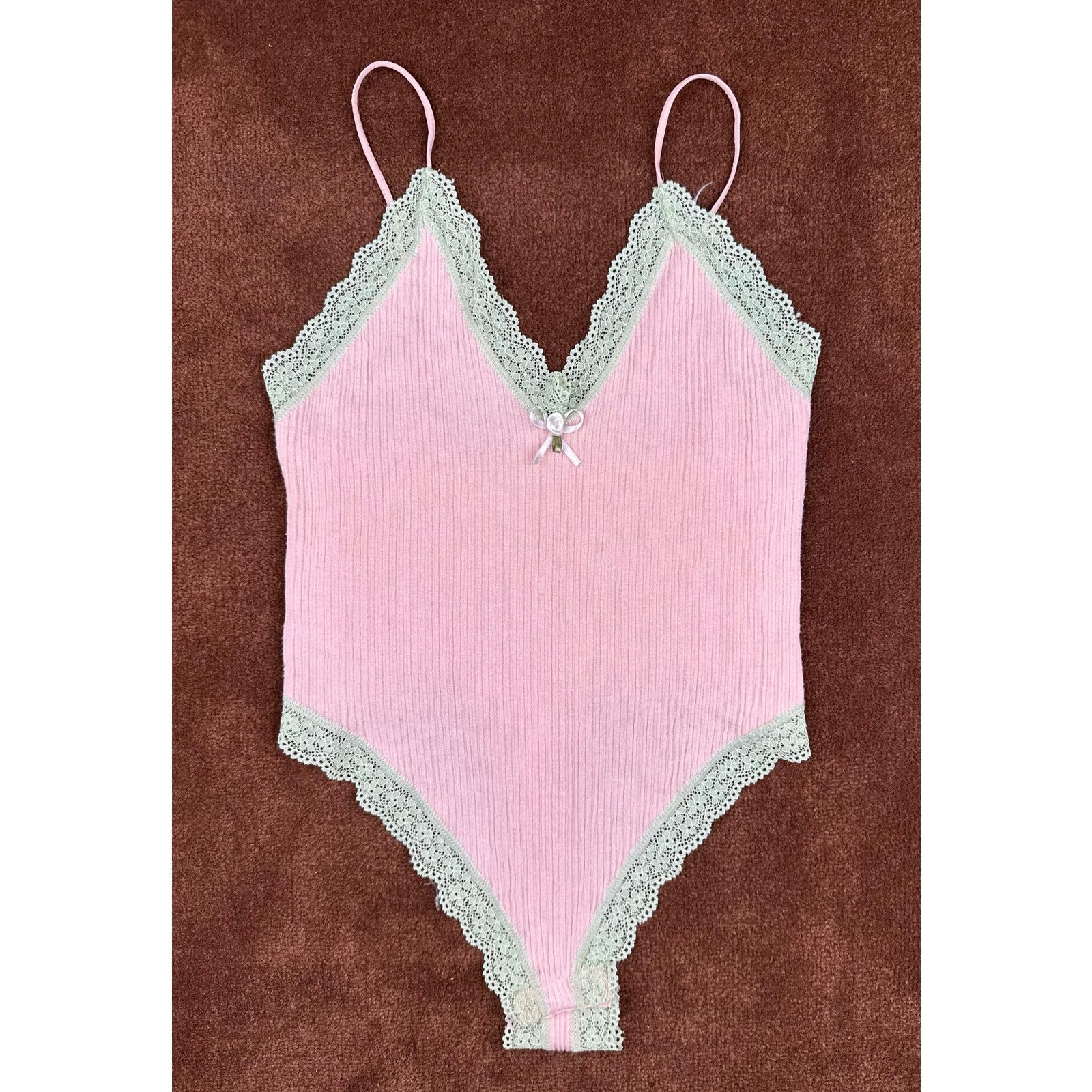 Urban Outfitters Urban Outfitters Out From Under Pink Ribbed Bodysuit Size XS Size XS / US 0-2 / IT 36-38 - 1 Thumbnail