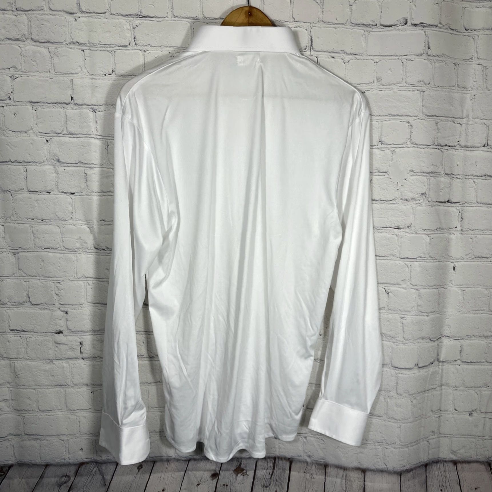 CO Collars & Co Button Down Polo Dress Shirt Mens Medium White Long Sleeve Shirt Size 40R - 7 Thumbnail