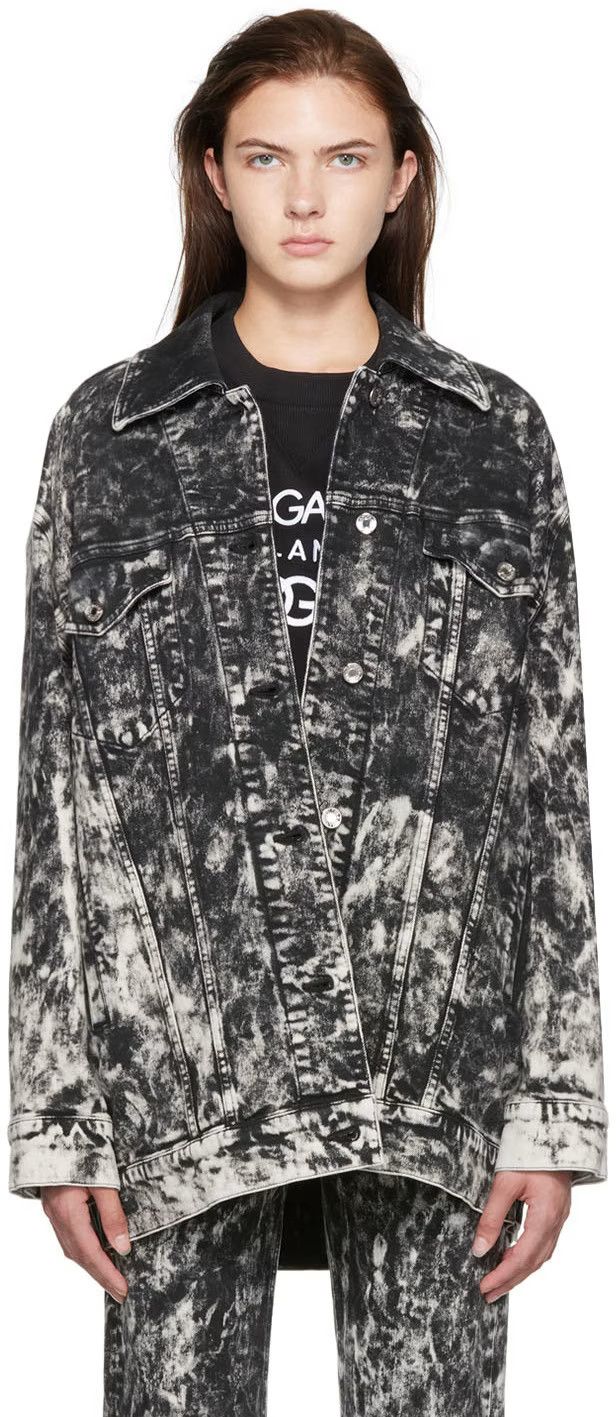 Dolce & Gabbana o1y0825 Denim Jacket in Black/White Size L / US 10 / IT 46 - 1 Thumbnail