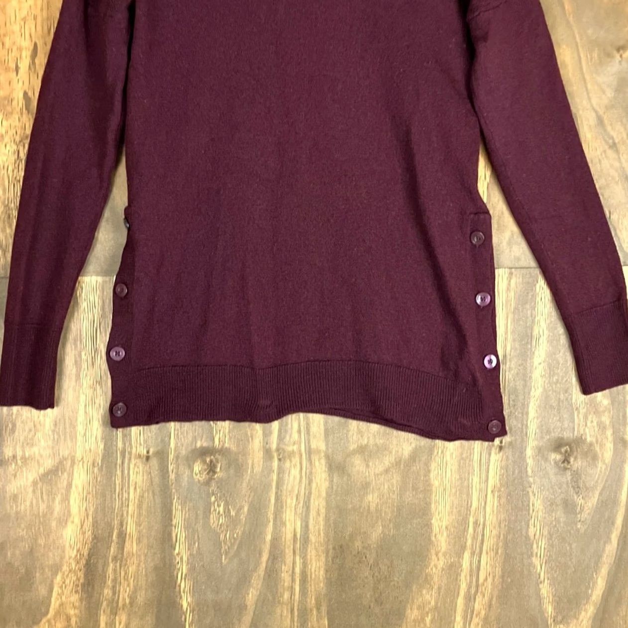 Vintage Adrienne Vittadini Sweater Burgundy Mock Neck Merino Wool S Women Pullover KnIT Solid Long Sleeve Regular Knit Style Casual Workwear Cardigan? Size S / US 4 / IT 40 - 3 Thumbnail