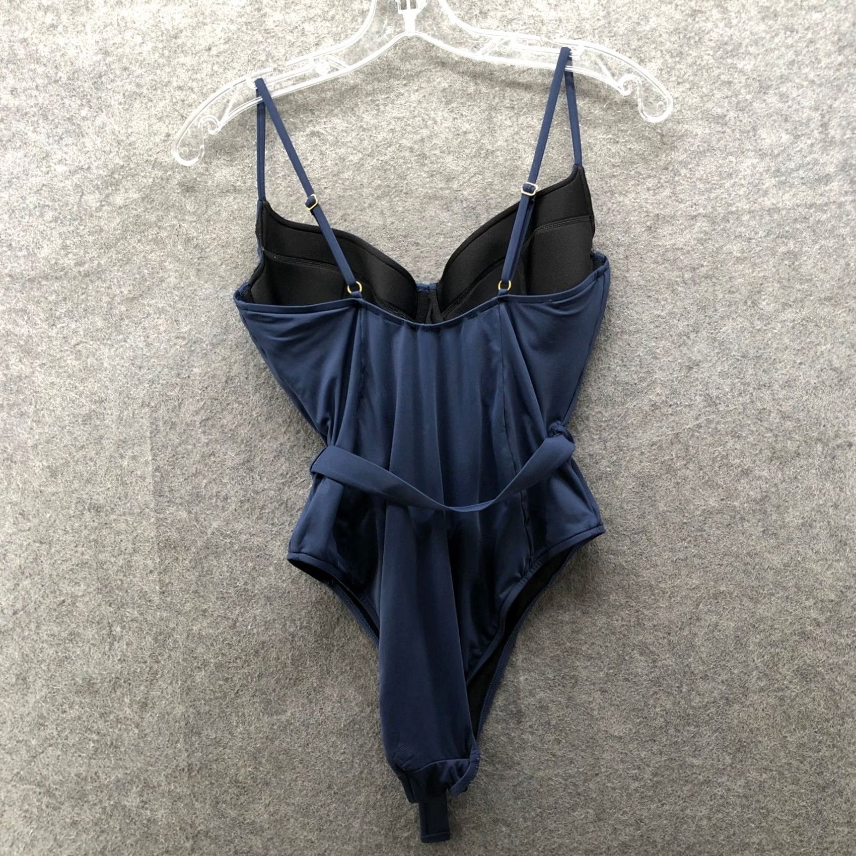 Vintage WeWoreWhat Danielle One Piece Swimsuit Womens L Belted Underwire Padded Navy Size ONE SIZE - 2 Thumbnail