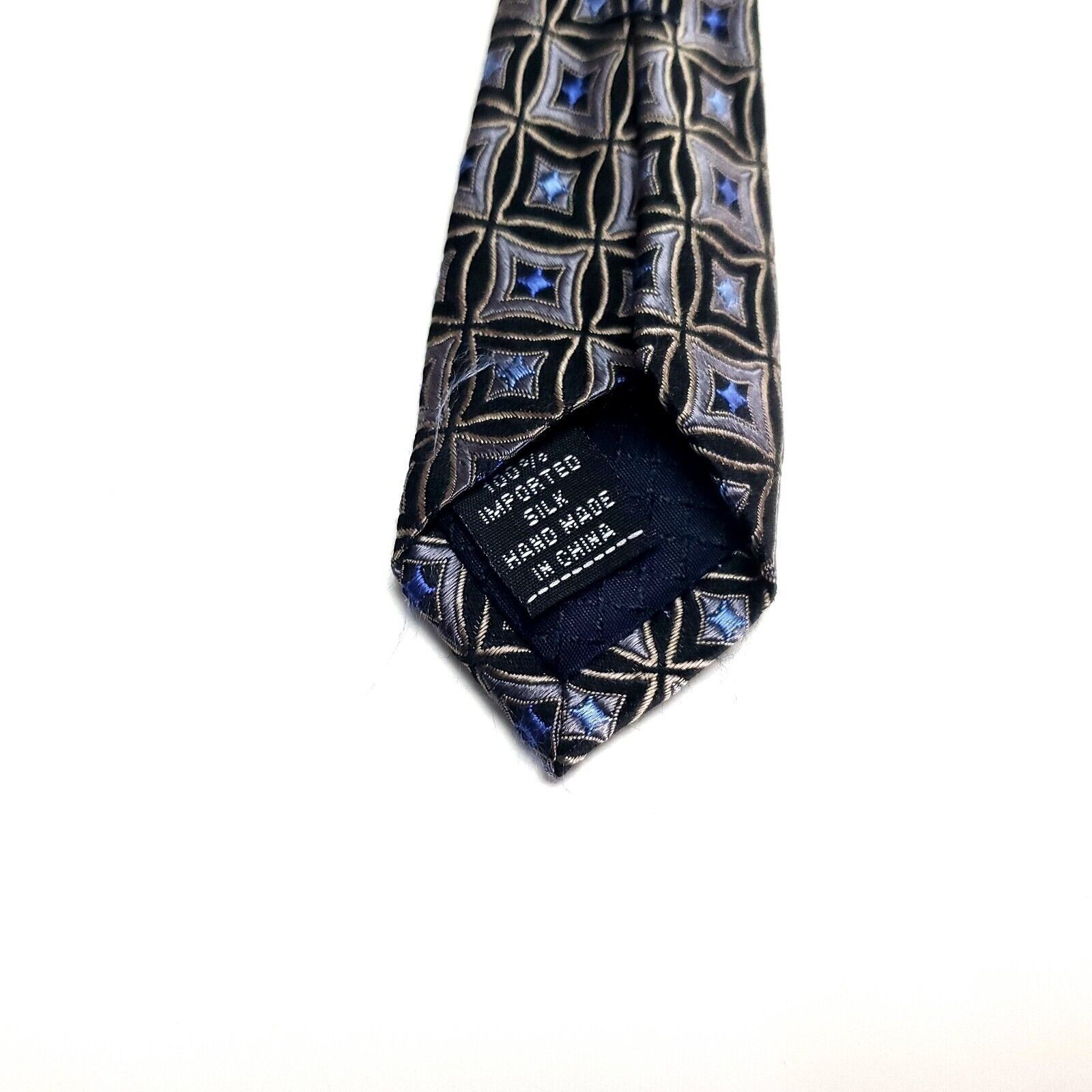 Club Room Club Room Silk Tie Woven Gray Blue Geometric Size ONE SIZE - 4 Thumbnail