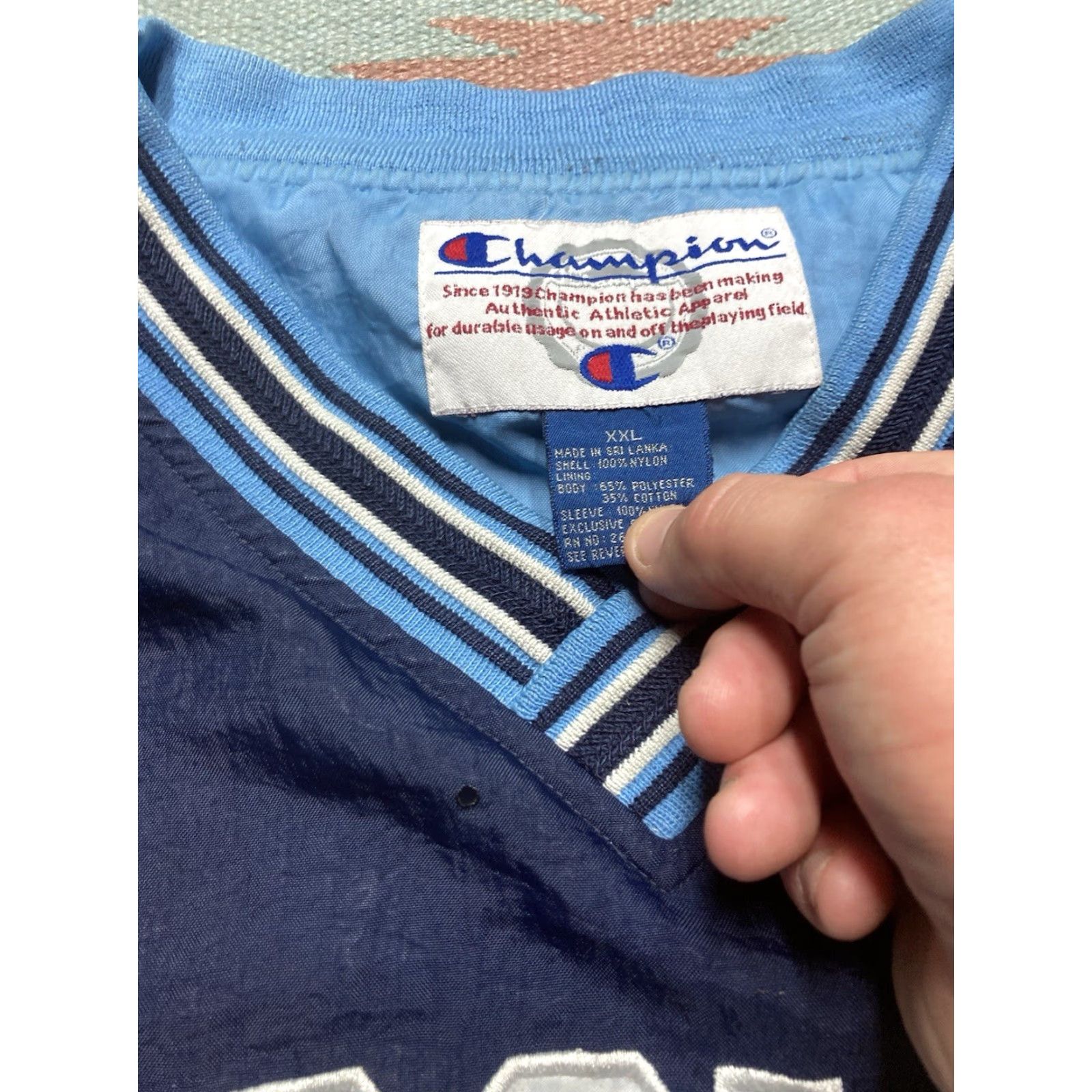 Champion VINTAGE Champion Windbreaker Coach Jacket UNC North Carolina Tar Heels XXL Jacket Mens Blue Windbreaker Size US XXL / EU 58 / 5 - 7 Thumbnail