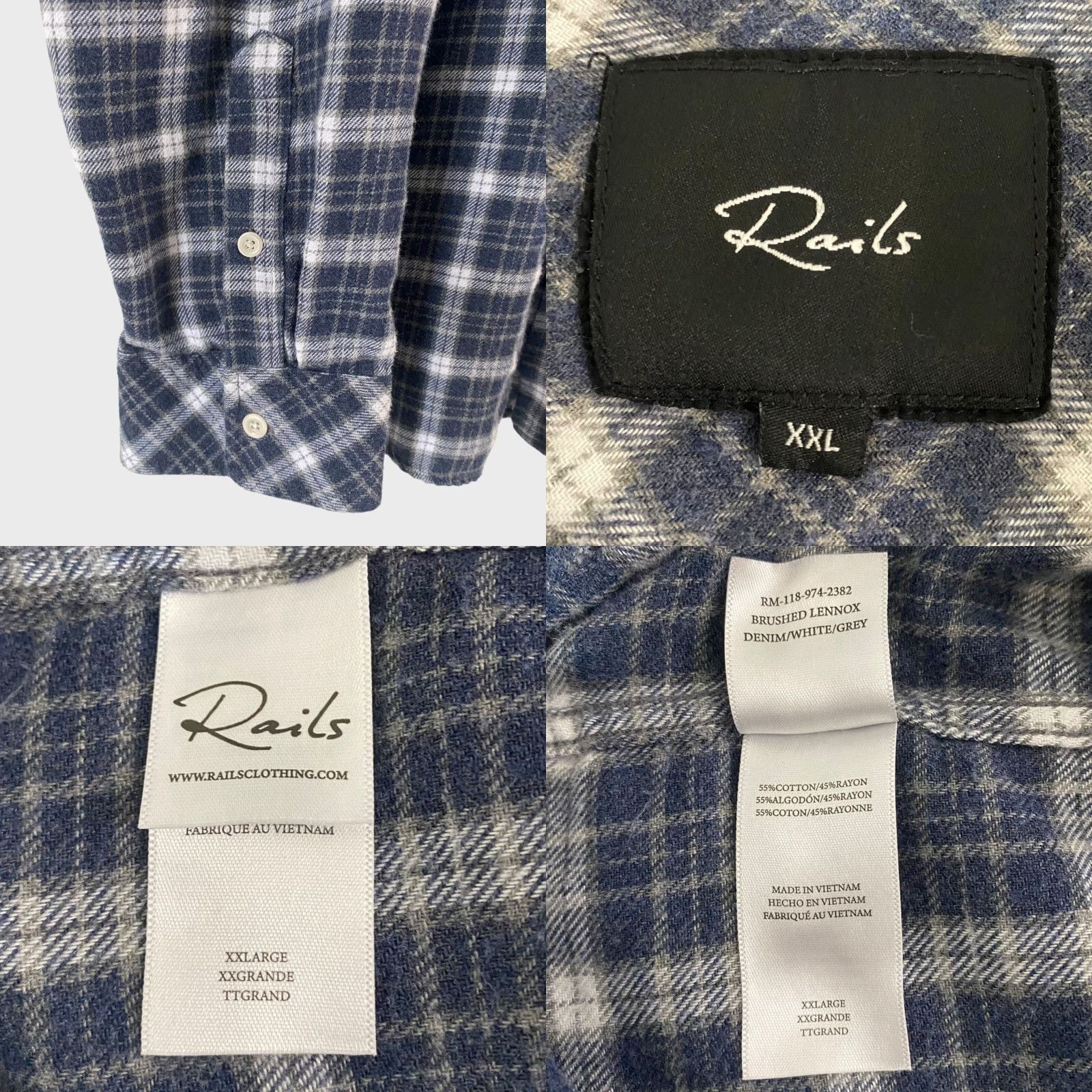 Rails Rails Flannel Plaid Button-Up Shirt Mens XXL Blue White Long Sleeve Single Pocket Size US XXL / EU 58 / 5 - 8 Thumbnail