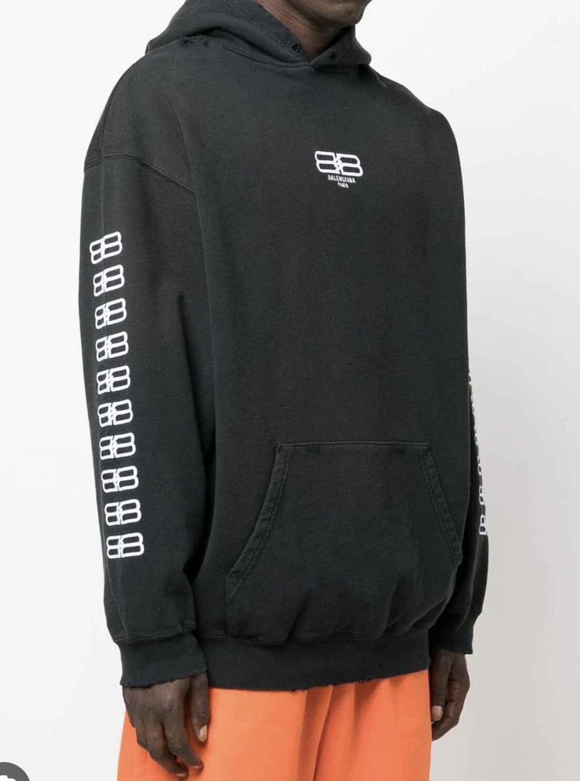 Balenciaga BALENCIAGA DISTRESSED DOUBLE B HOODIE Size US L / EU 52-54 / 3 - 3 Thumbnail