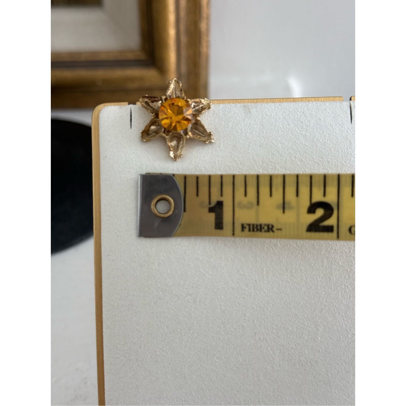 Vintage Vintage 50s Gold Tone Amber Rhinestone Earrings Screw Back Size ONE SIZE - 3 Thumbnail
