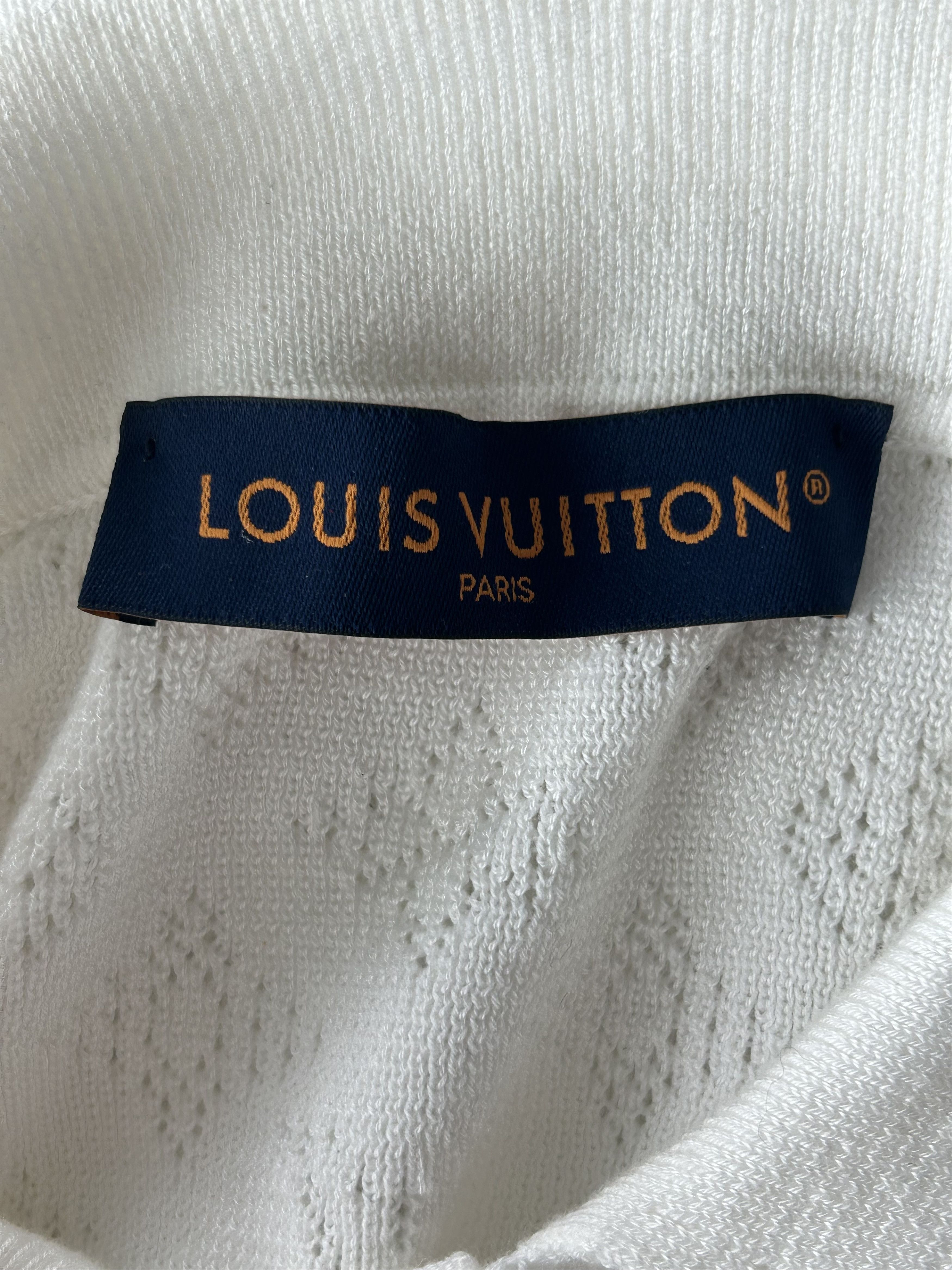 Louis Vuitton Louis Vuitton White Perforated Monogram Knit Shirt Size US XXL / EU 58 / 5 - 3 Thumbnail