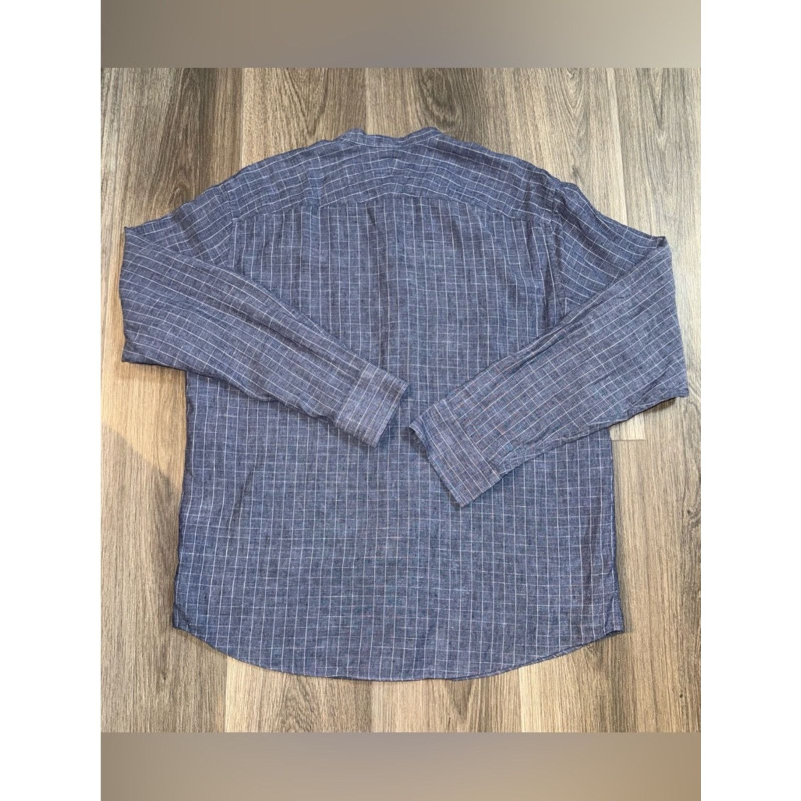 UNTUCKit UNTUCKit Linen Blue Windowpane Button Down Shirt Size XL Size US XL / EU 56 / 4 - 7 Thumbnail