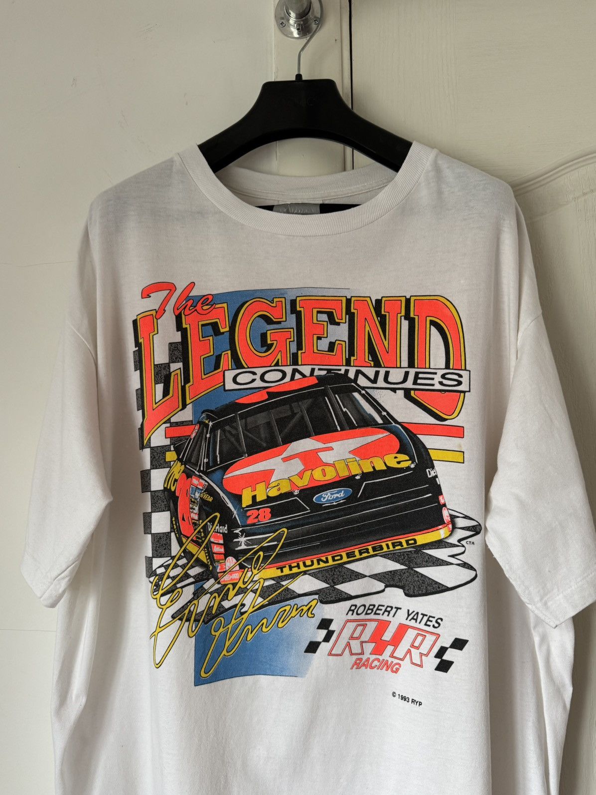 NASCAR Vintage 1993 Ernie Irvan NASCAR Racjng Printed T Shirt Size US XL / EU 56 / 4 - 2 Thumbnail