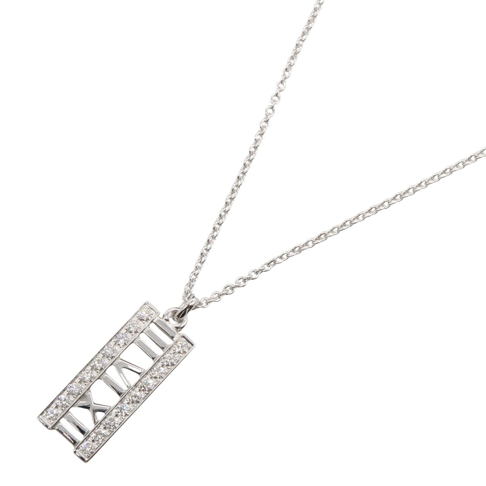 Tiffany & Co. Tiffany Co Atlas Bar Diamond Necklace K18Wg (White Gold) Clear Size ONE SIZE - 1 Thumbnail