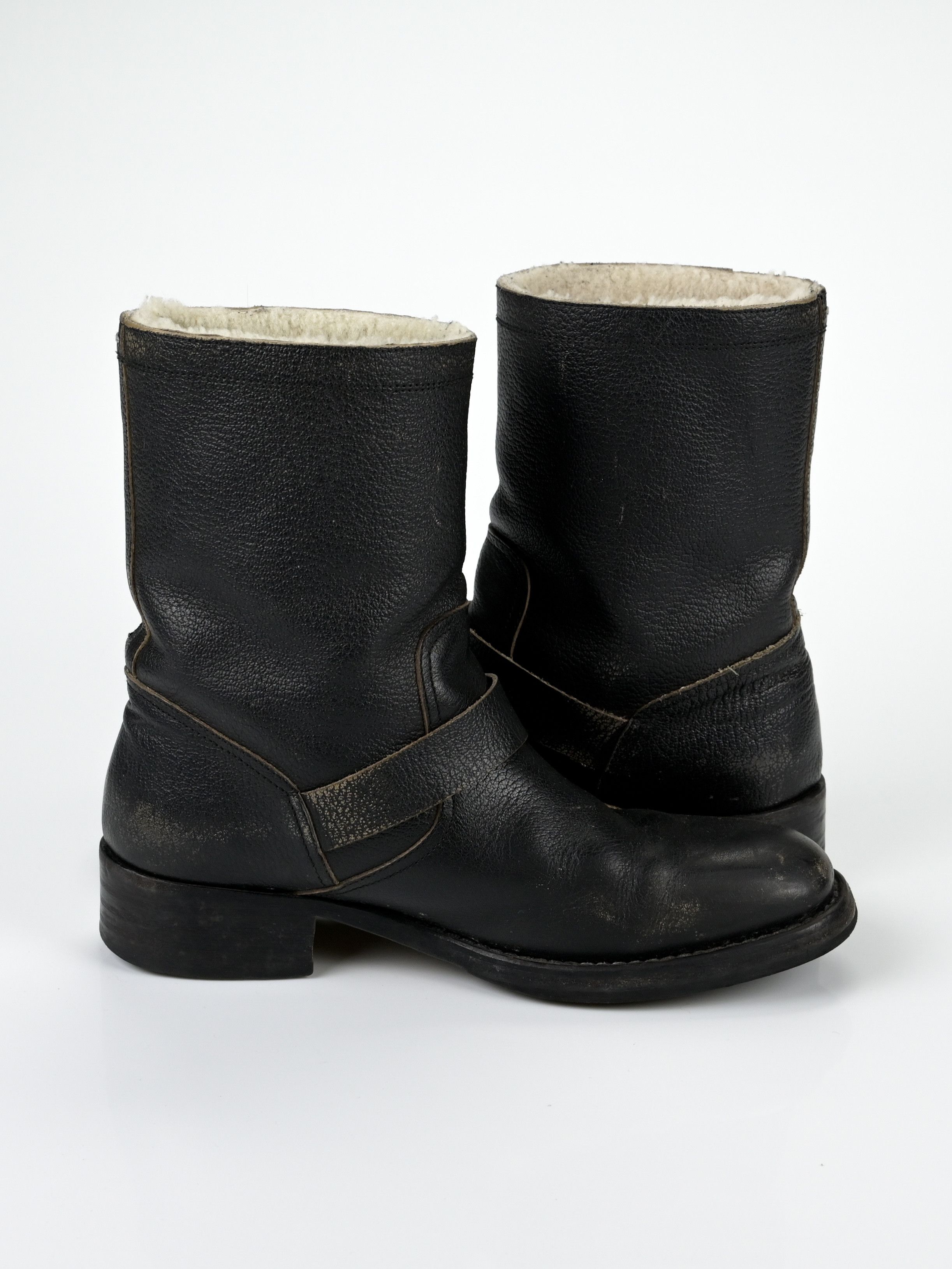Maison Margiela Shearling-Lined Leather Biker Boots Size US 9 / EU 42 - 5 Thumbnail