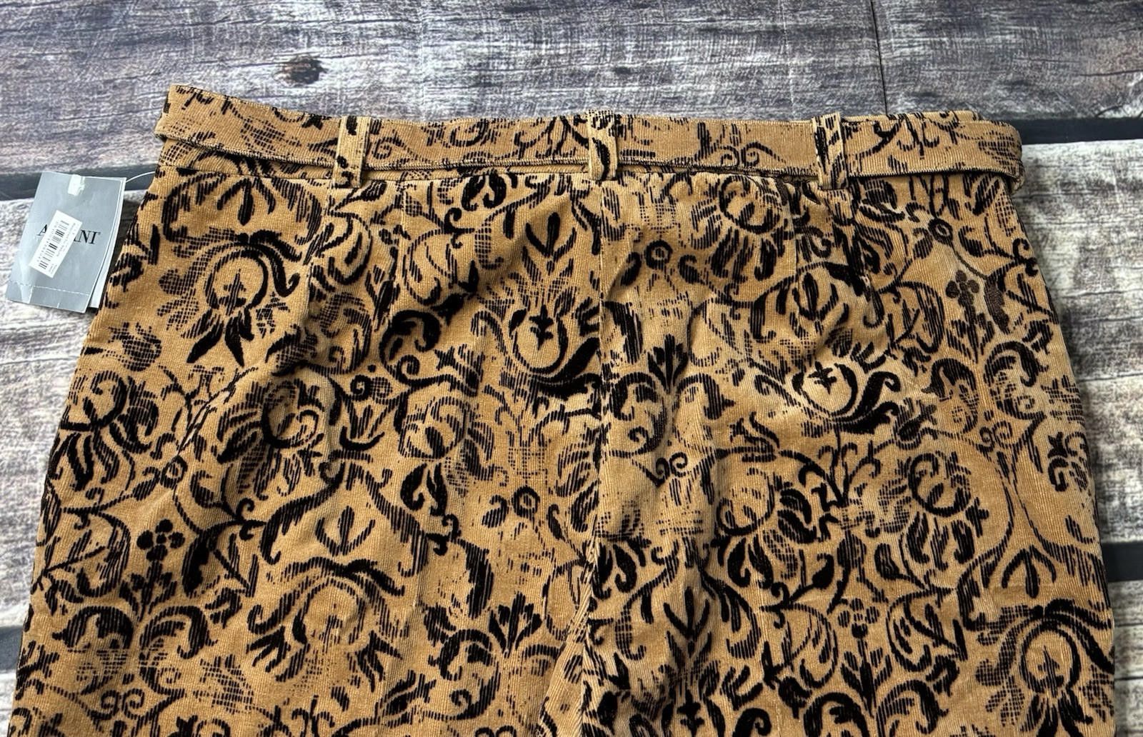 Alfani Alfani Pants Women's 16 Corduroy Abstract Tan Belted $89 Size 38" / US 16 / IT 52 - 9 Thumbnail