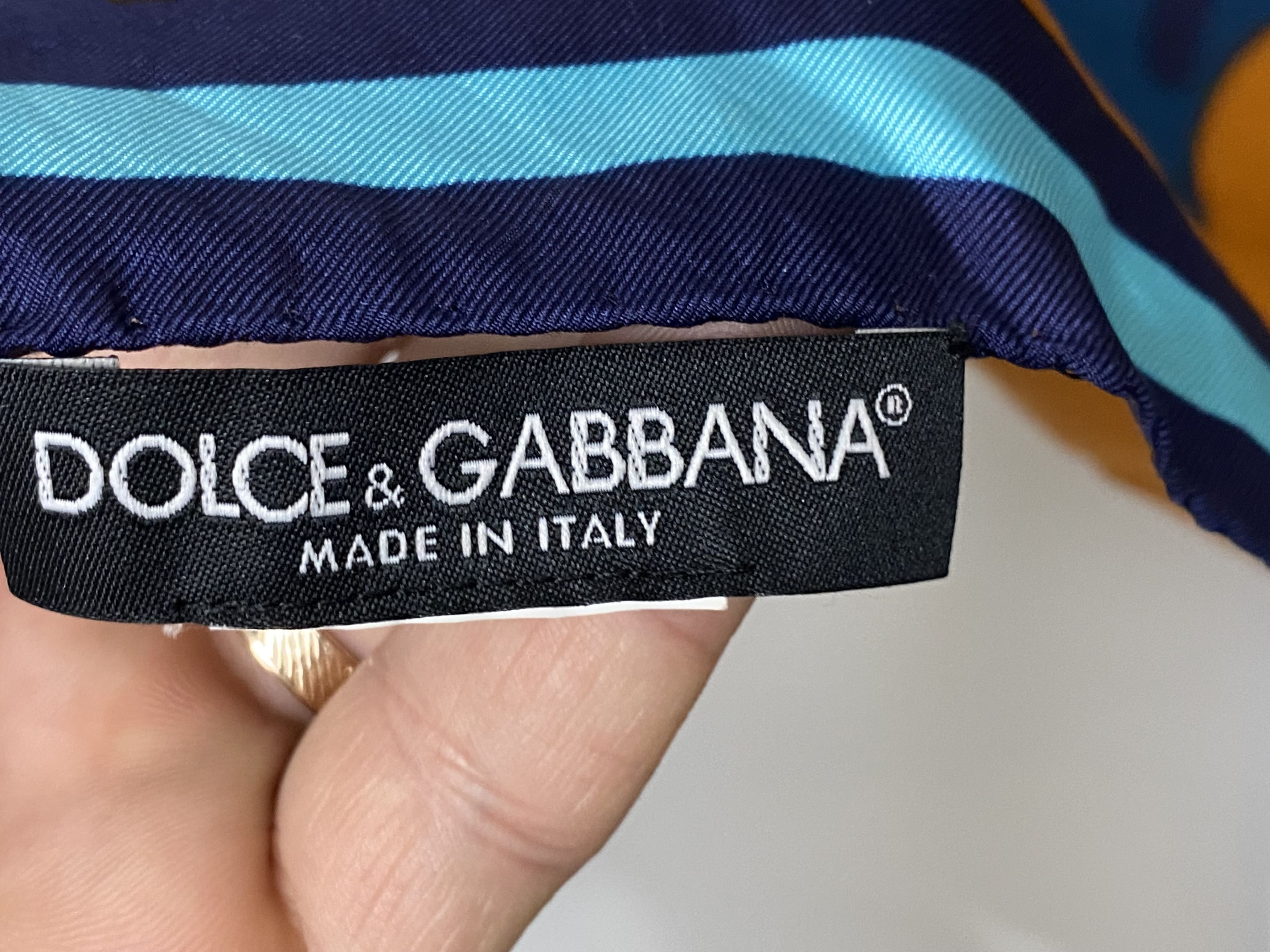 Dolce & Gabbana × Vintage DOLCE & GABBANA SILK SCARF STRIPED PRINT HAND ROLLED Size ONE SIZE - 3 Thumbnail
