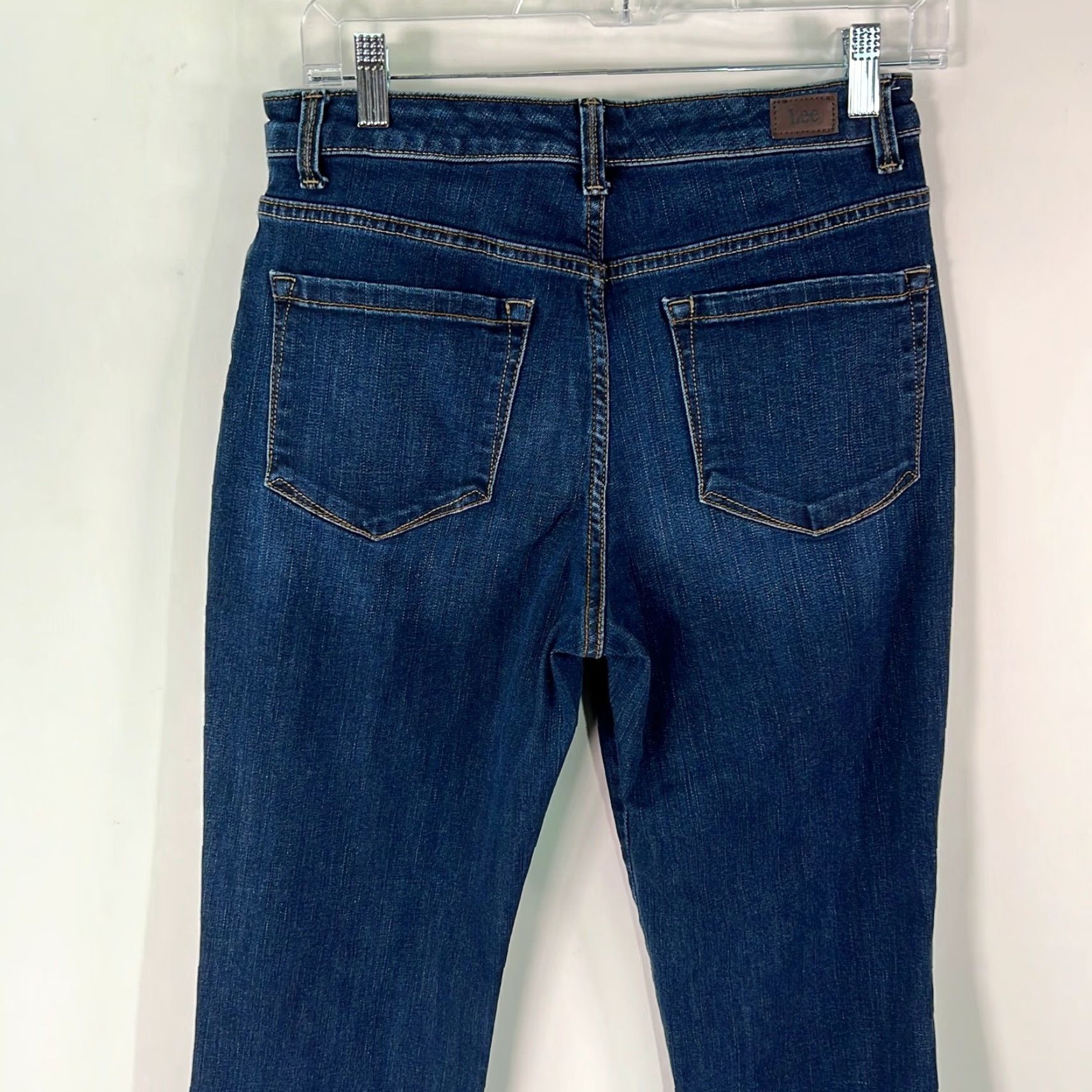 Lee Lee Womens Straight Jeans Size 1 Blue High Rise In instantly Slim Relaxed Fit 5-Pocket Denim 30in Inseam Women Jeans Size 25" / US 0 / IT 36 - 4 Thumbnail